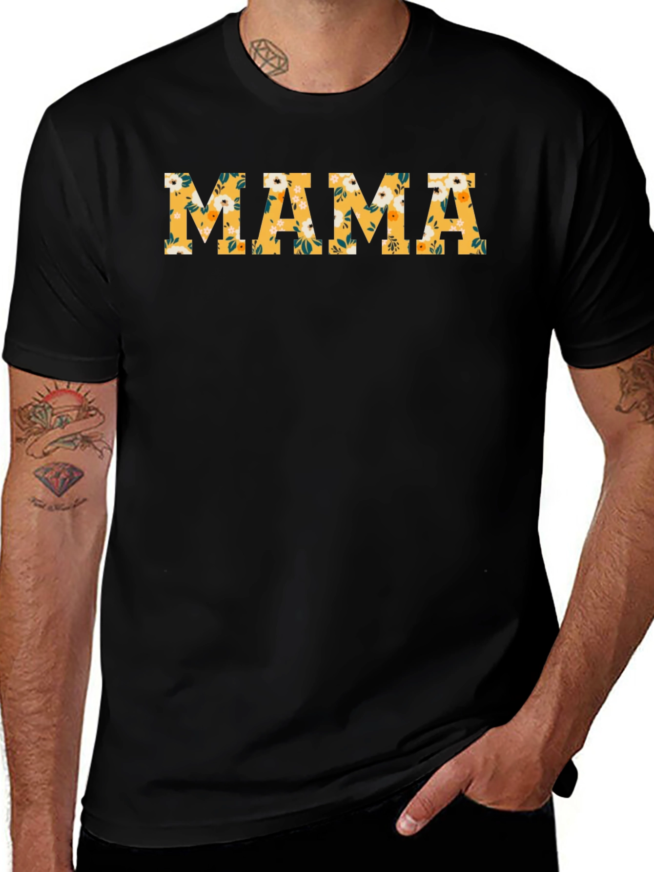 Floral Mama Graphic T-Shirt - Black Cotton Tee