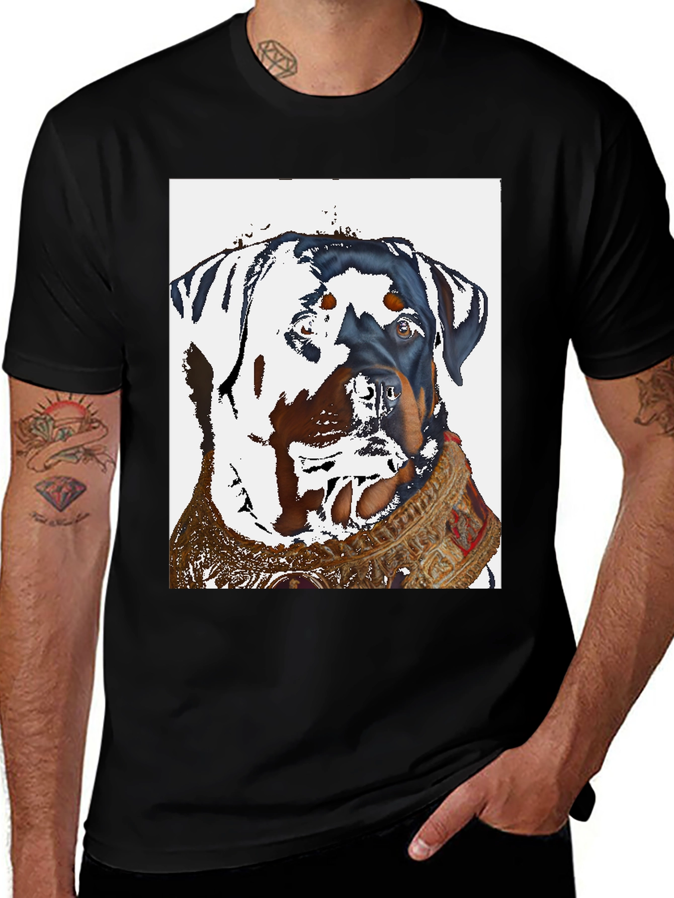 Black Rottweiler Dog T-Shirt - Cool Artistic Design main image