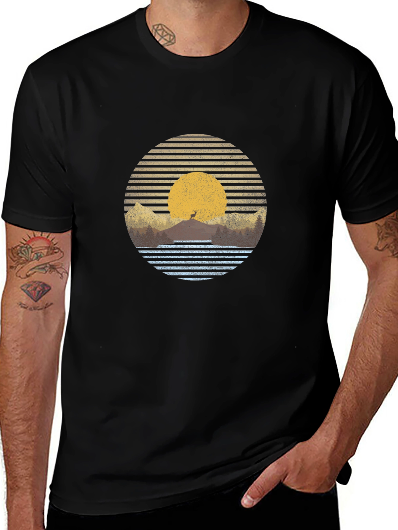 Variant 29 of Retro Sunset Graphic Tee - Nature Inspired Design