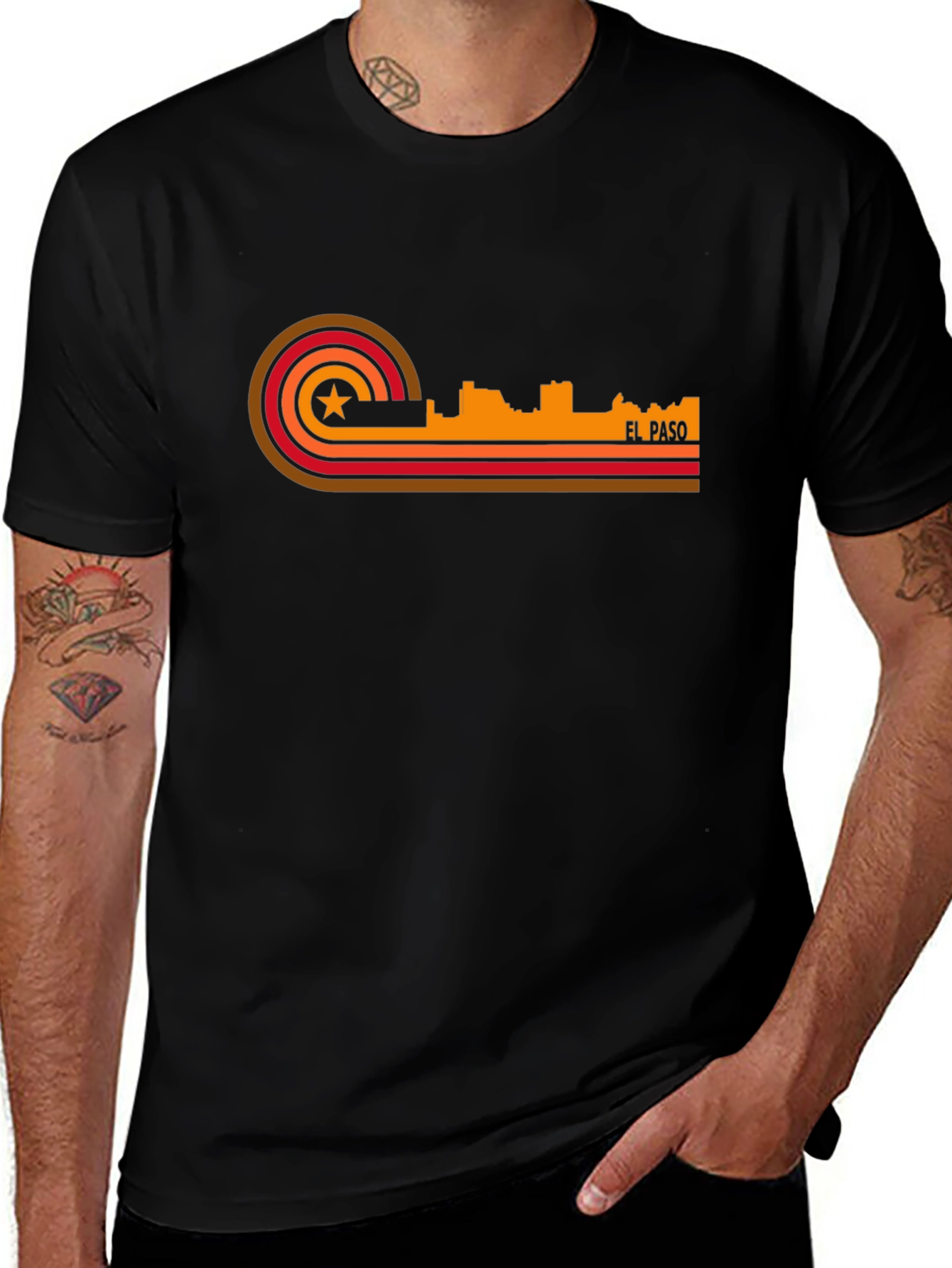 El Paso Retro Skyline Black T-Shirt
