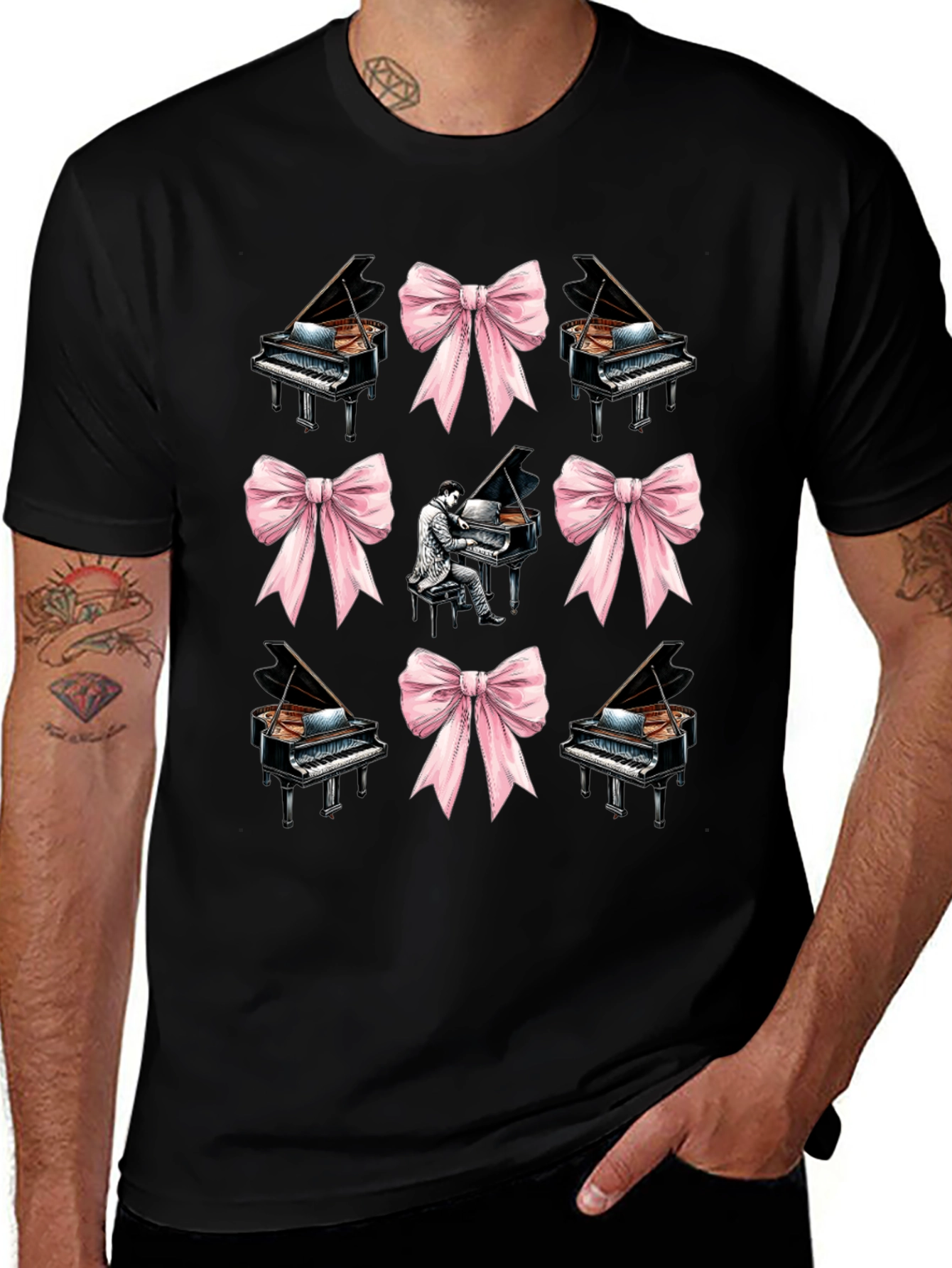 Variant 8 of Piano & Bow T-Shirt - Musical Elegance