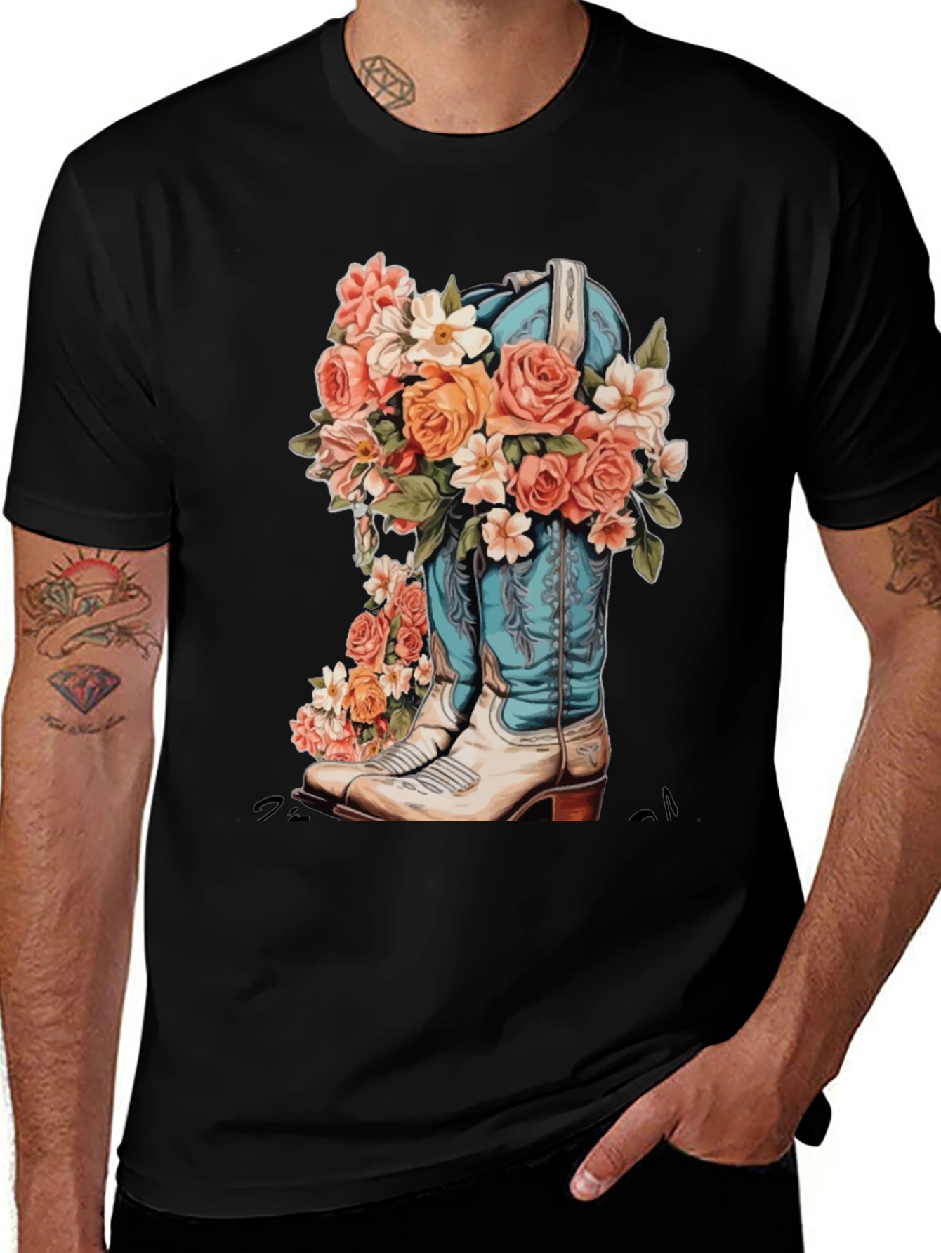 Variant 21 of Floral Cowboy Boot Graphic Tee