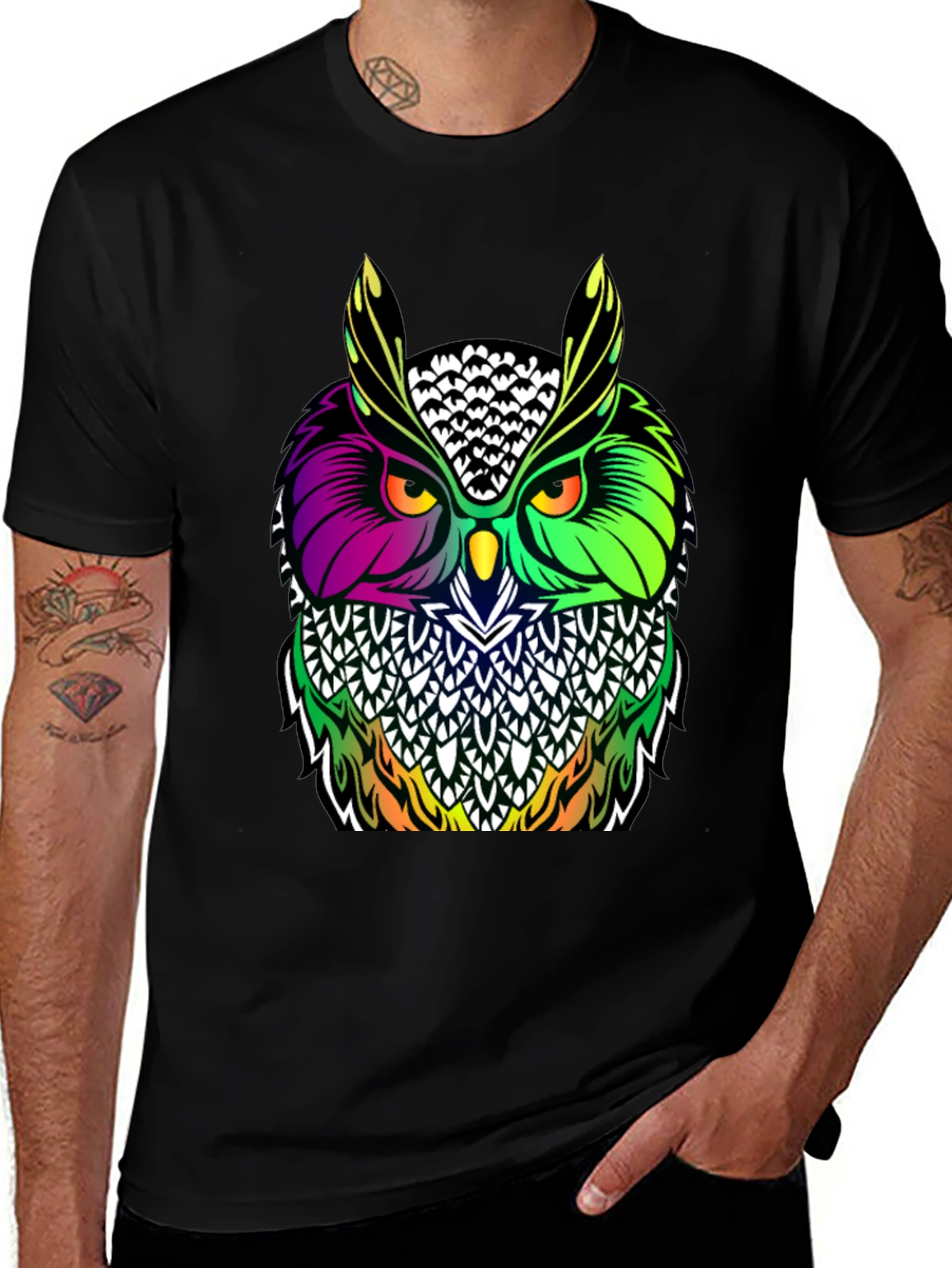 Variant 16 of Vibrant Owl Graphic Tee - Unique Design