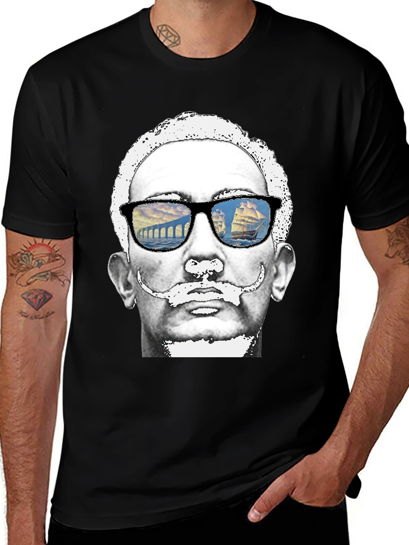 Variant 18 of Salvador Dali Graphic Tee - Black Cotton T-Shirt