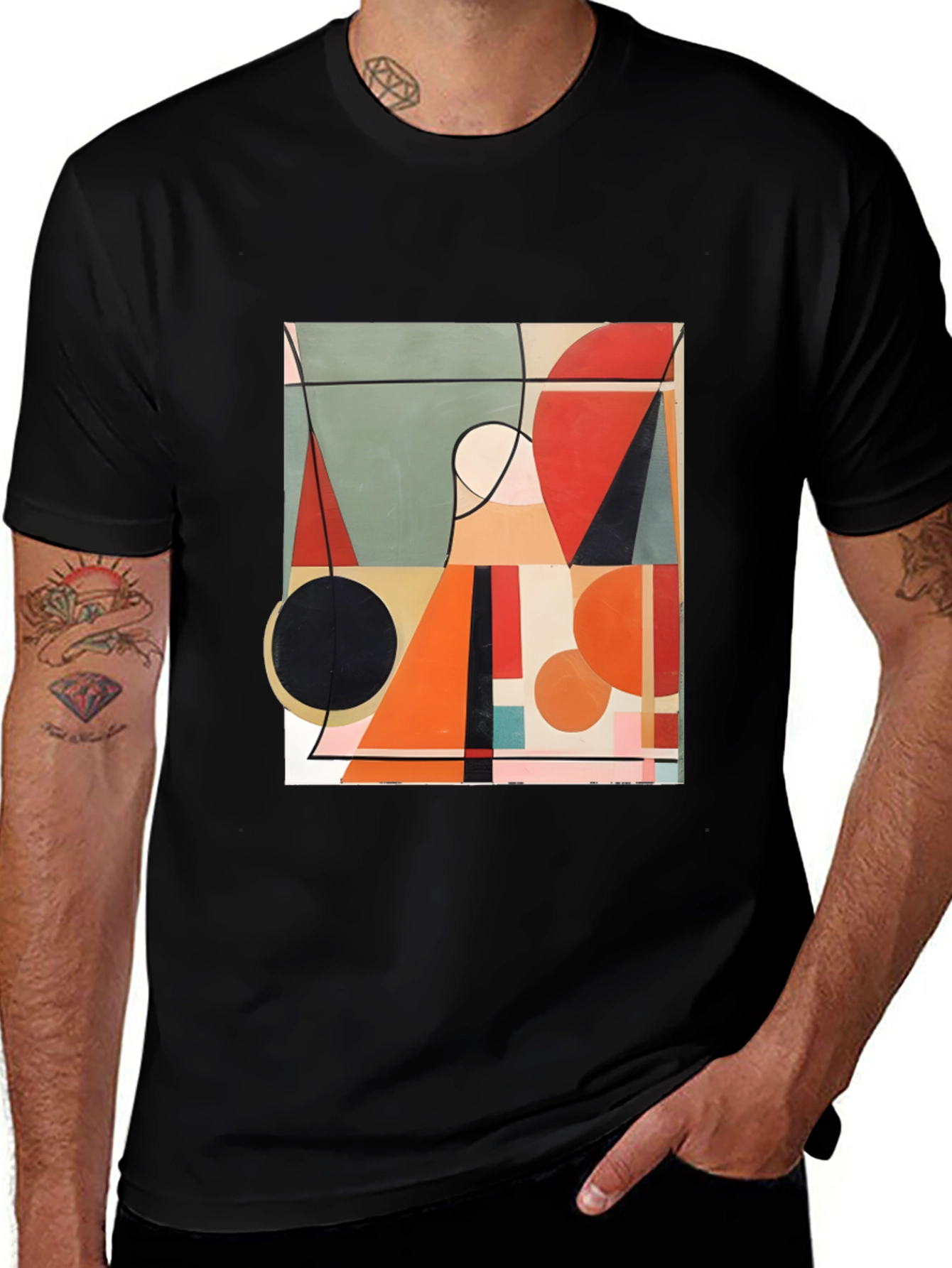 Variant 27 of Abstract Geometric Art Black T-Shirt
