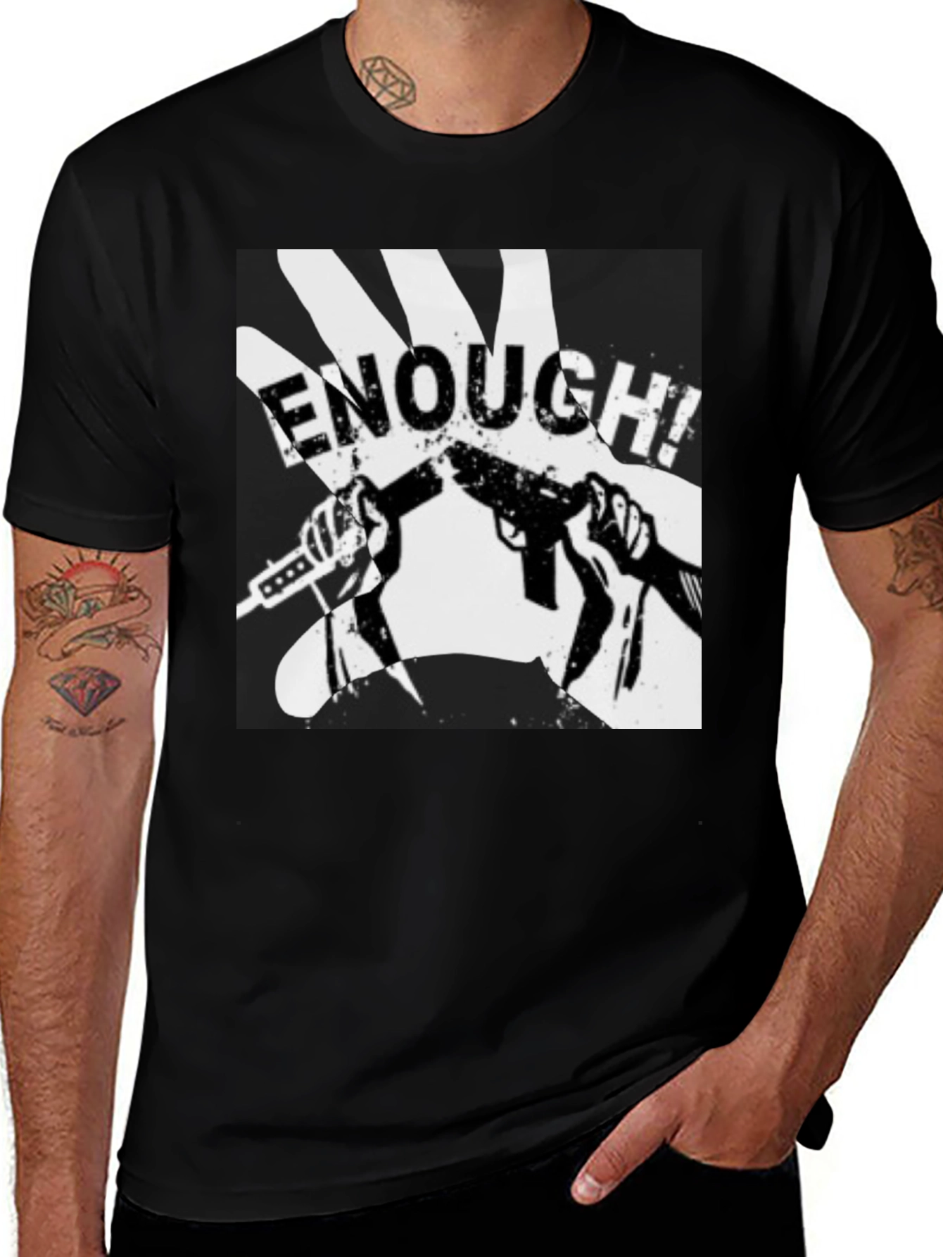 Variant 11 of Enough! Graphic Tee - Black Cotton Blend
