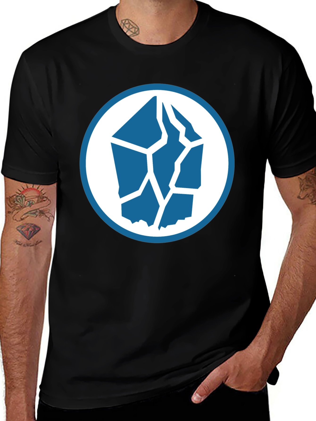 Variant 22 of Blue Ice Rock Graphic Black T-Shirt