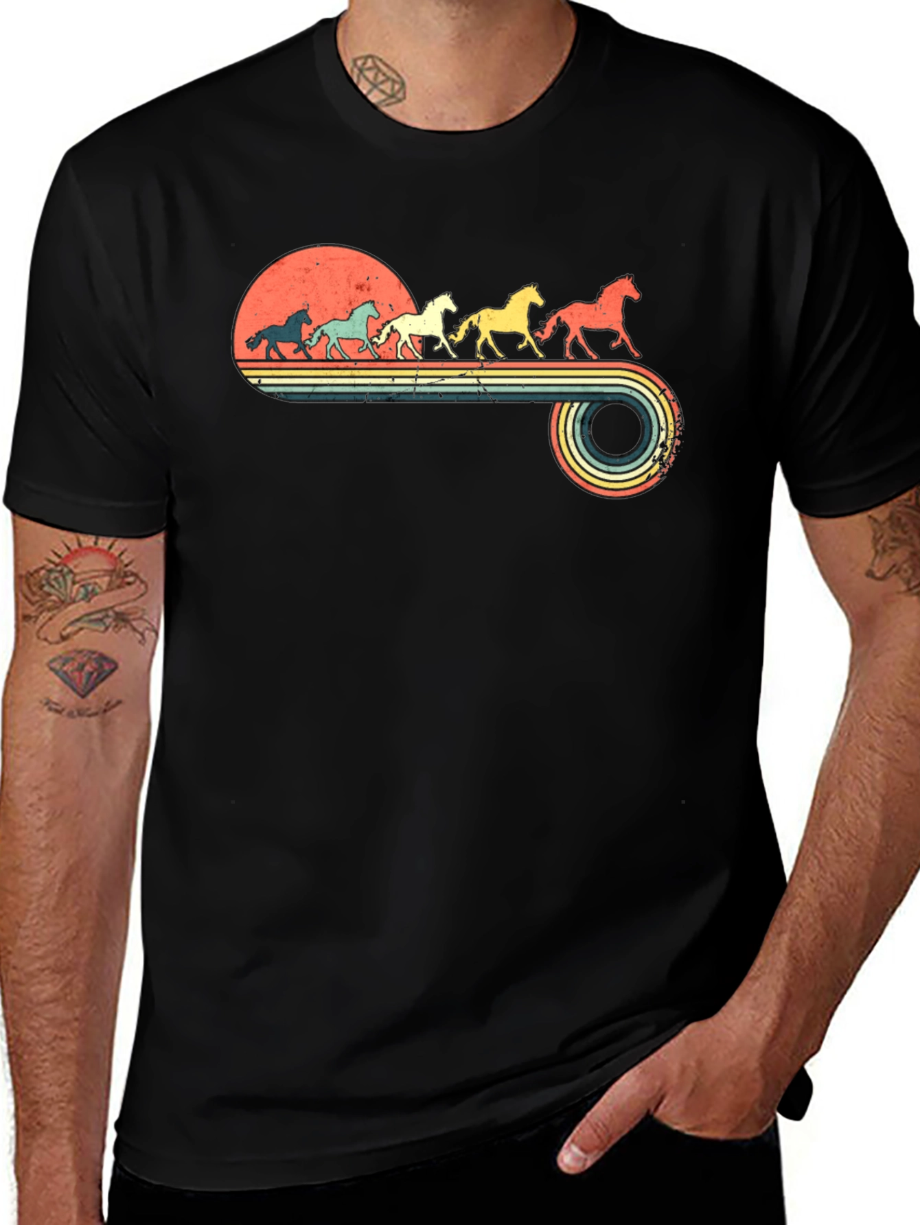 Variant 28 of Retro Horse Sunset T-Shirt - Vintage Equestrian Tee