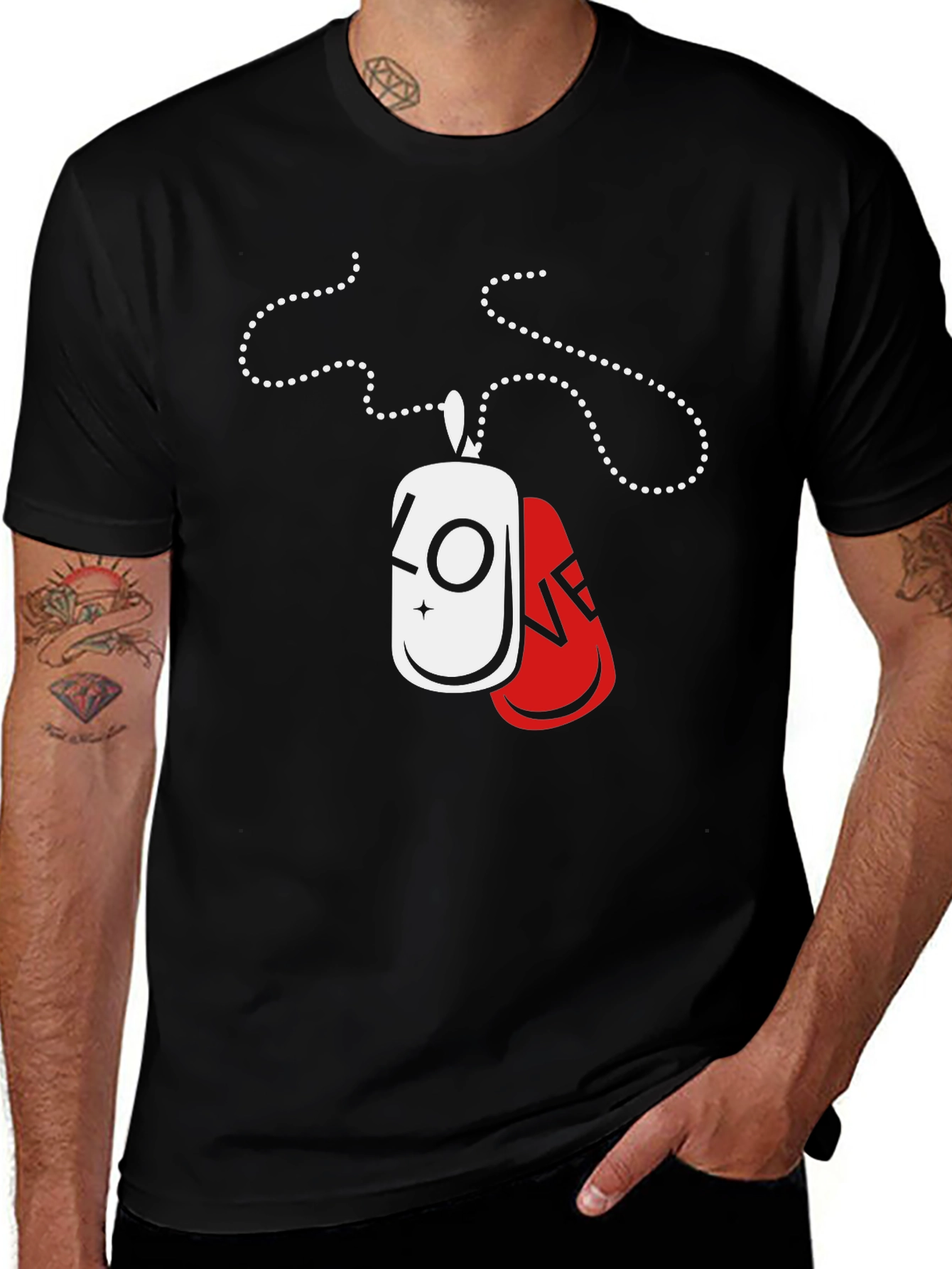 Variant 25 of Love Dog Tag Graphic Tee - Trendy Casual Wear