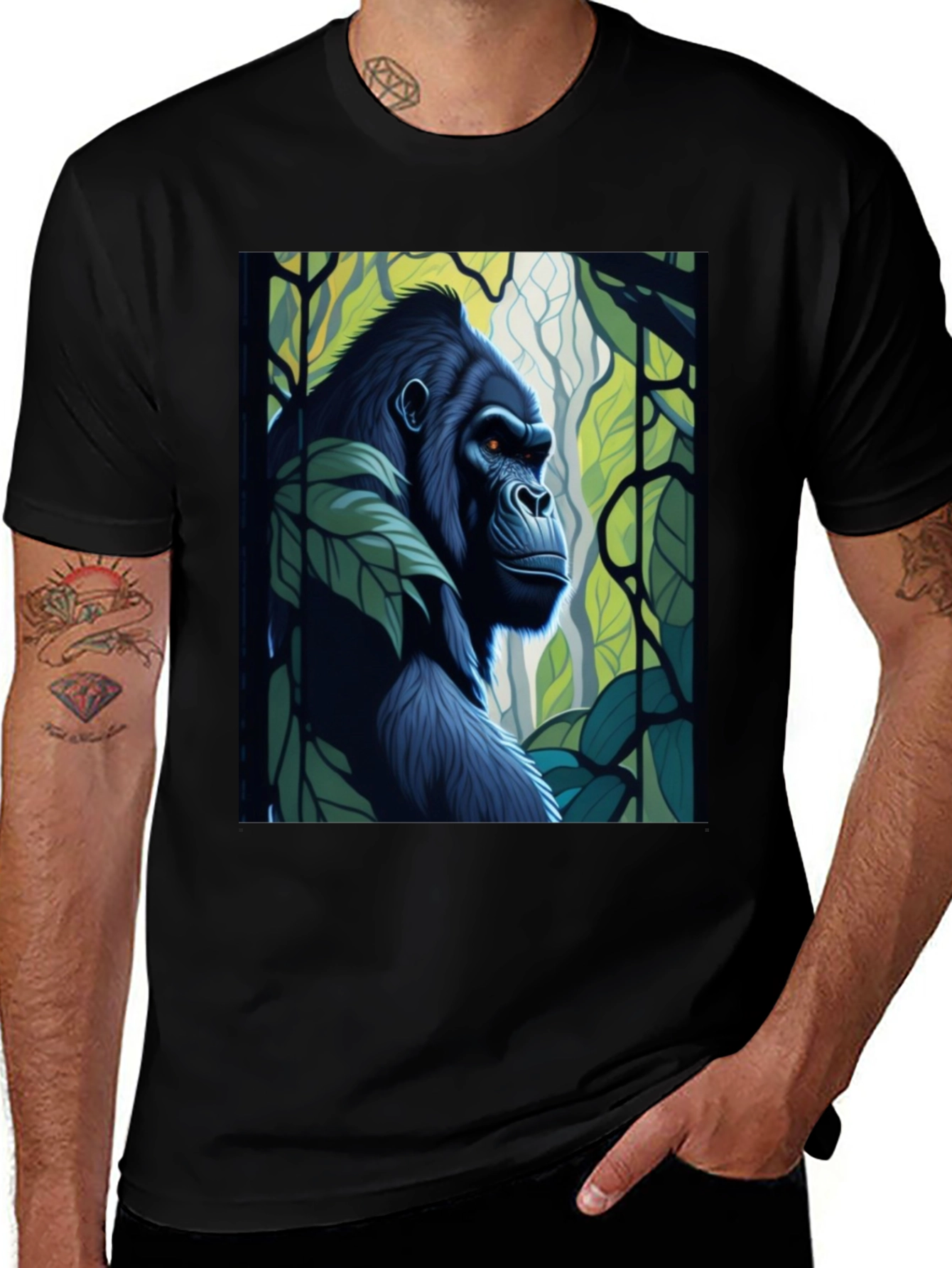 Variant 4 of Jungle Gorilla Graphic Tee - Black