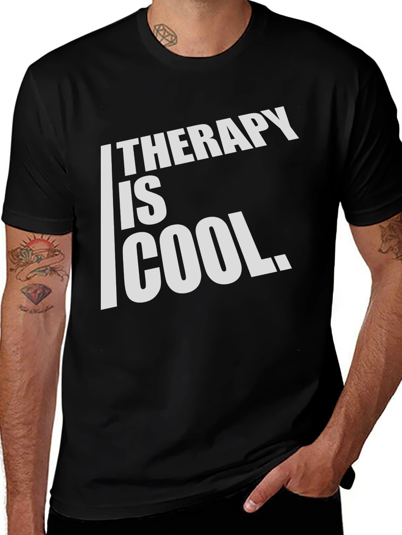 Variant 29 of Therapy is Cool Graphic Tee - Men's Black T-Shirt