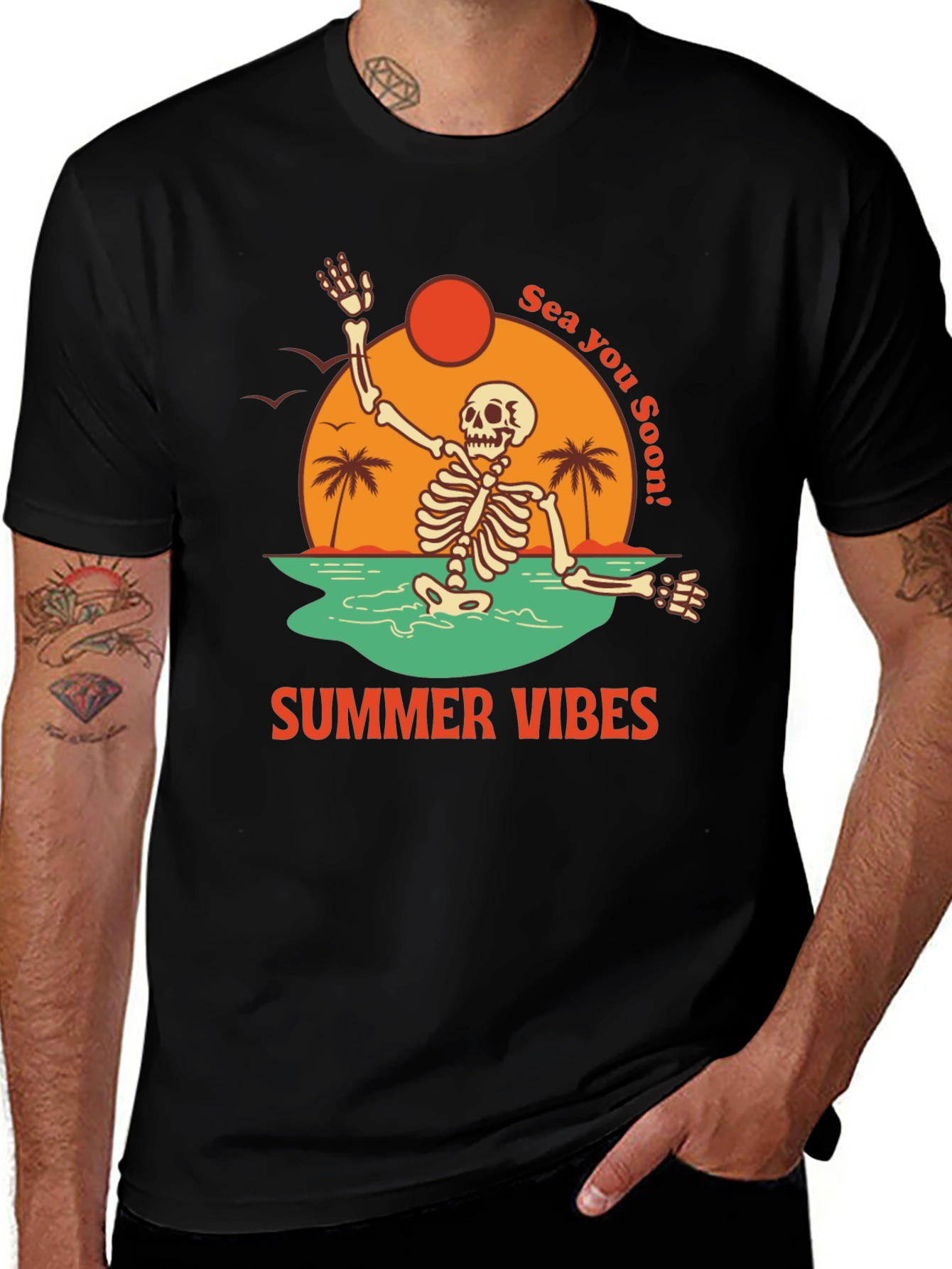 Variant 12 of Summer Vibes Skeleton Graphic Tee - Sea You Soon!