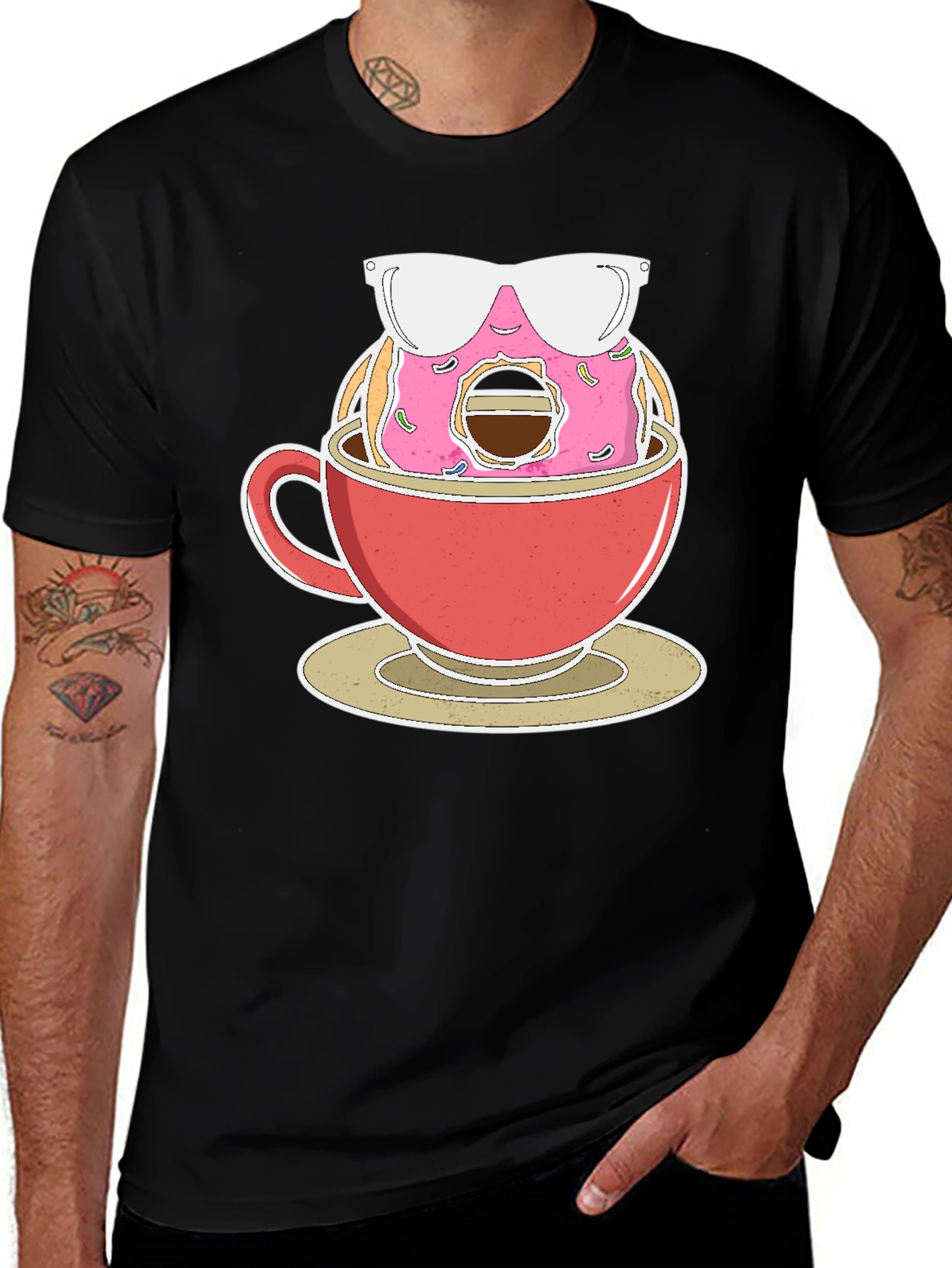 Variant 26 of Donut in Coffee Cup Graphic T-Shirt