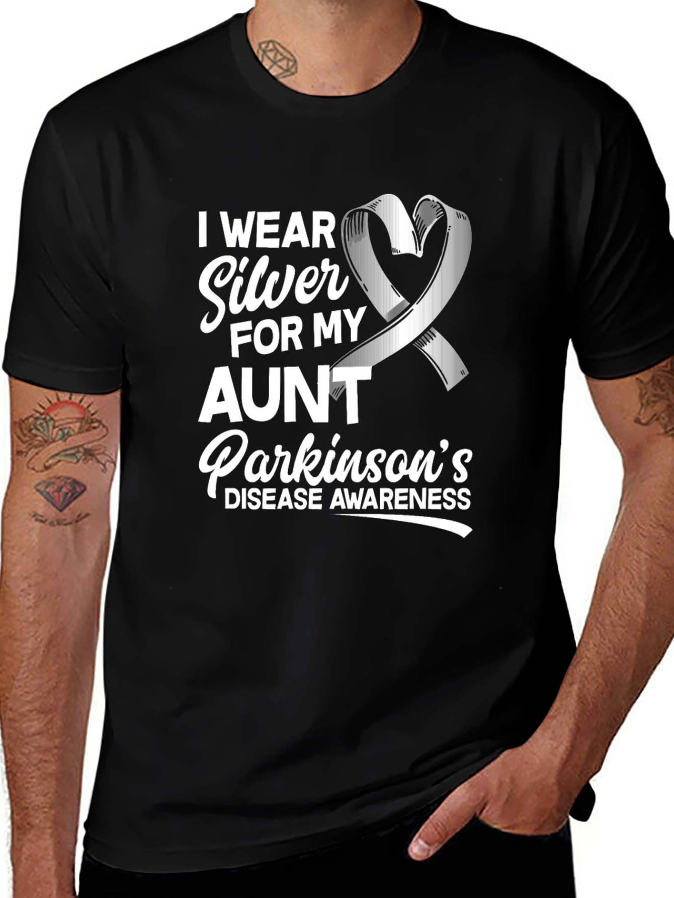 Parkinson's Awareness T-Shirt - Silver Ribbon