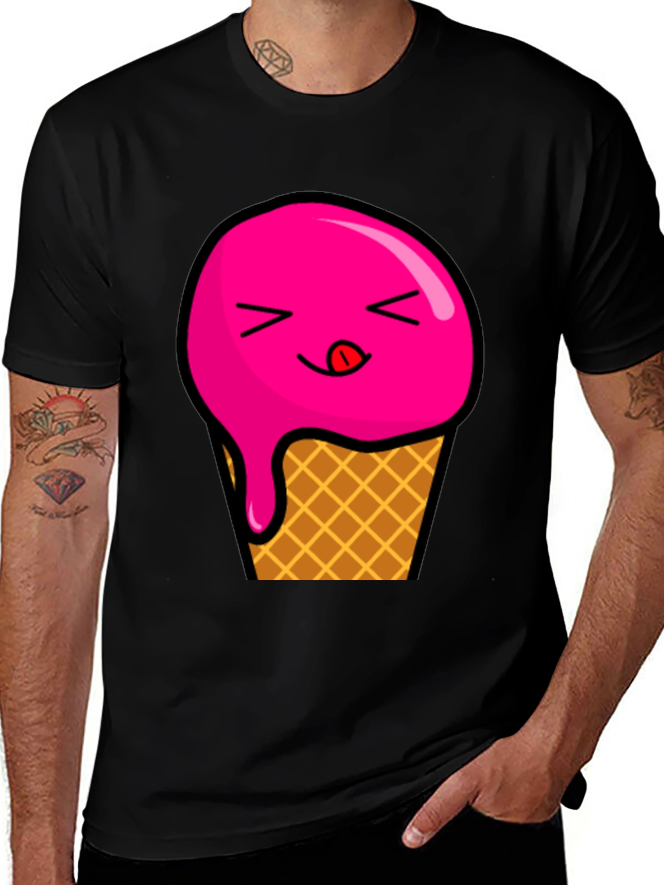 Variant 8 of Ice Cream Graphic Tee - Unisex Black T-Shirt