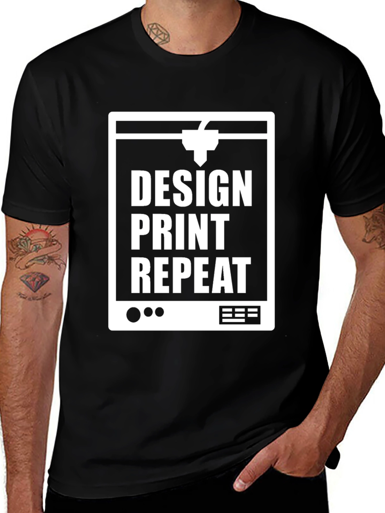 Variant 14 of Design Print Repeat Black T-Shirt