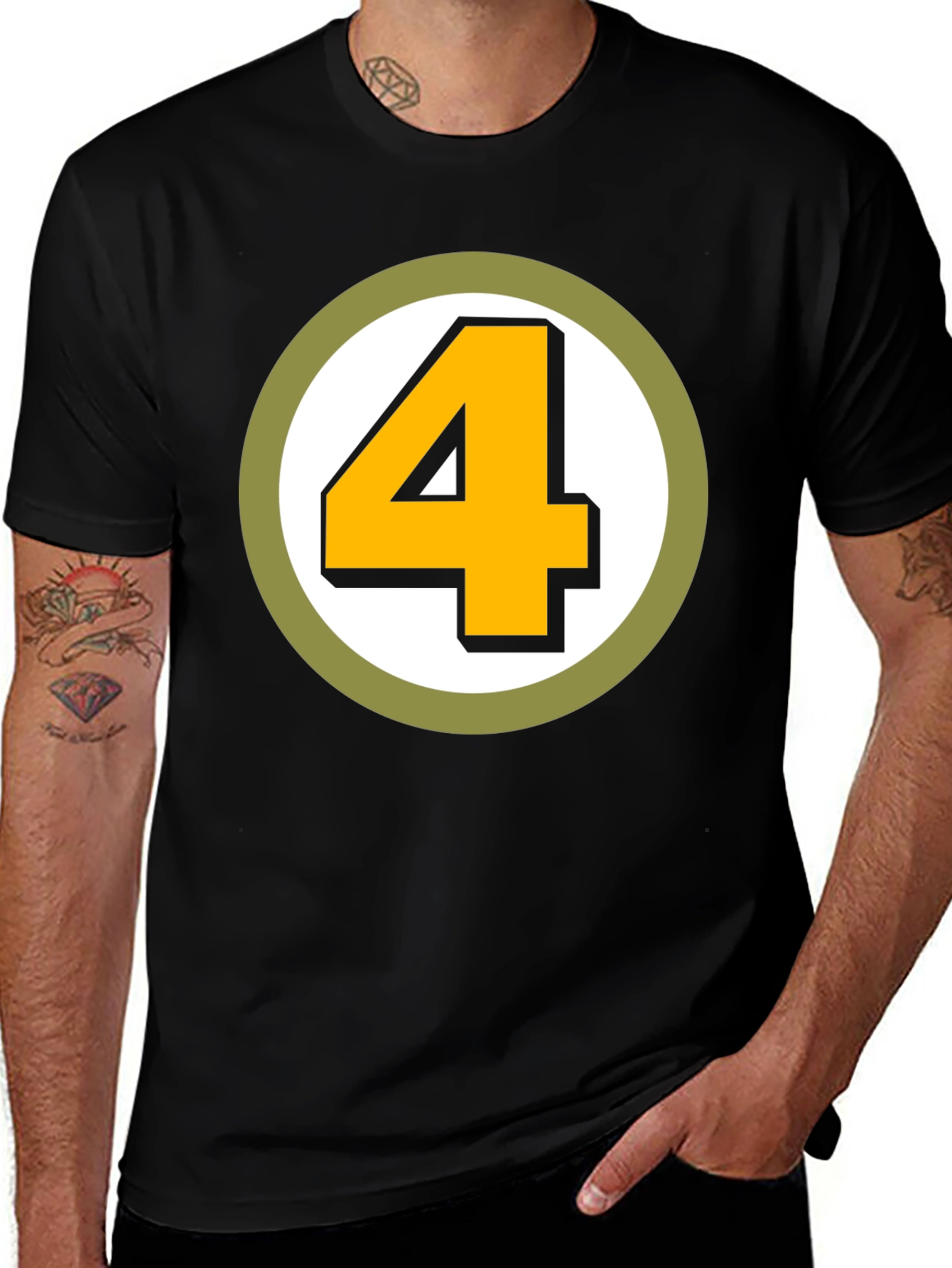 Variant 24 of Retro Number 4 Graphic T-Shirt - Black