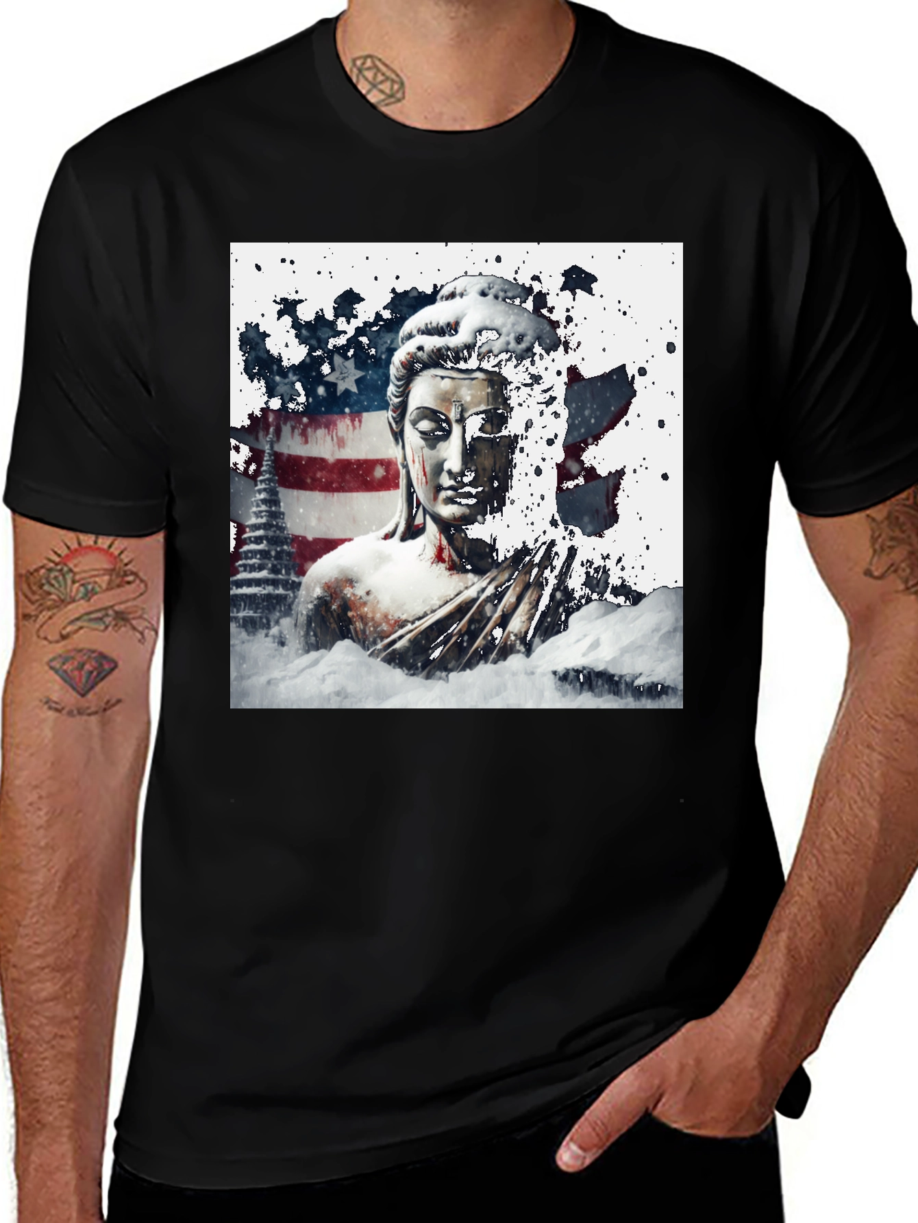Variant 5 of Buddha American Flag Men's Graphic Tee