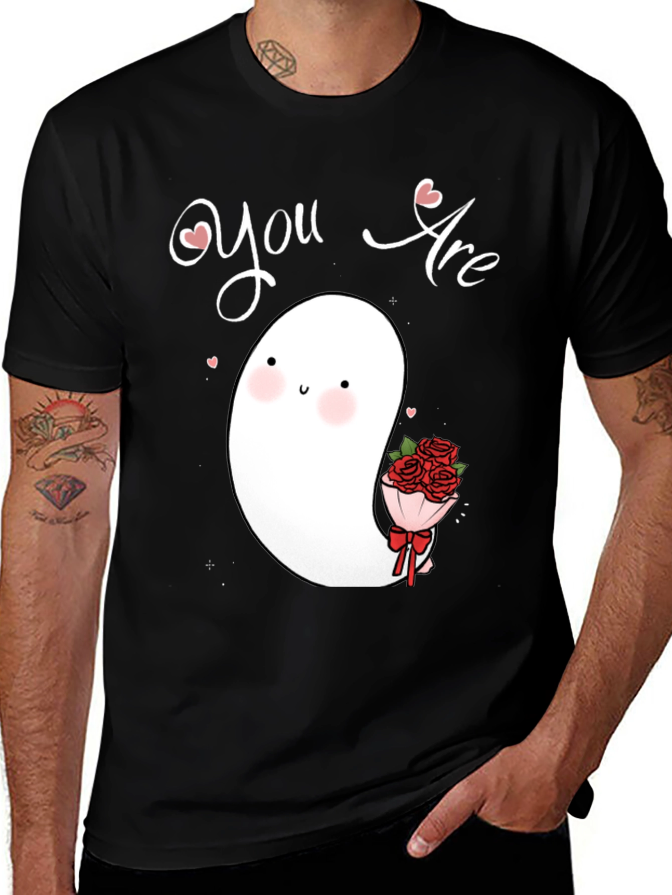 Variant 11 of Cute Ghost with Flowers Graphic T-Shirt - You Are Love