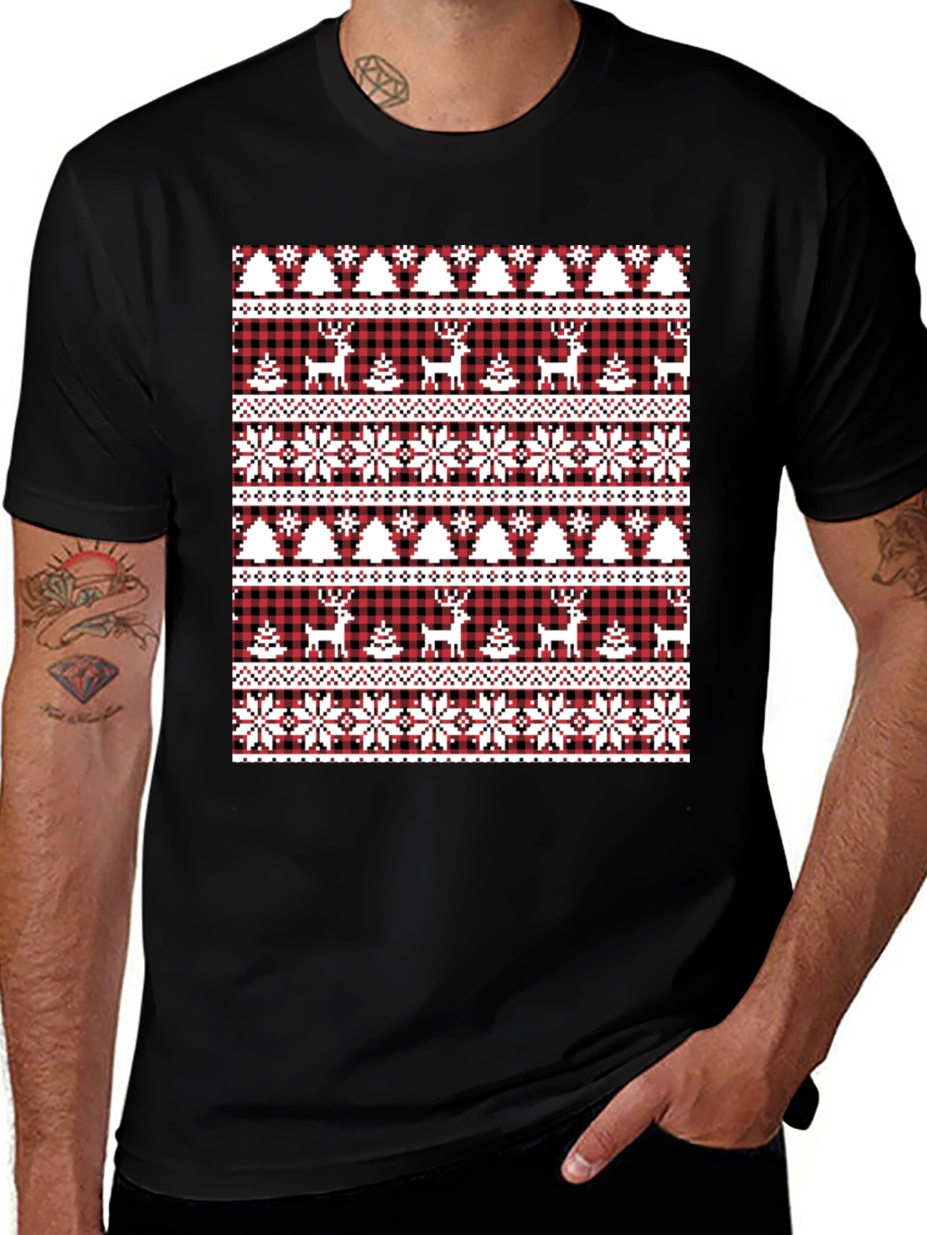 Festive Christmas Deer & Tree T-Shirt