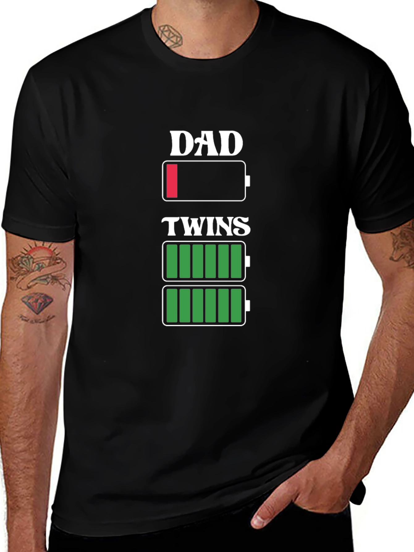 Variant 22 of Dad of Twins Low Battery T-Shirt - Father's Day Gift