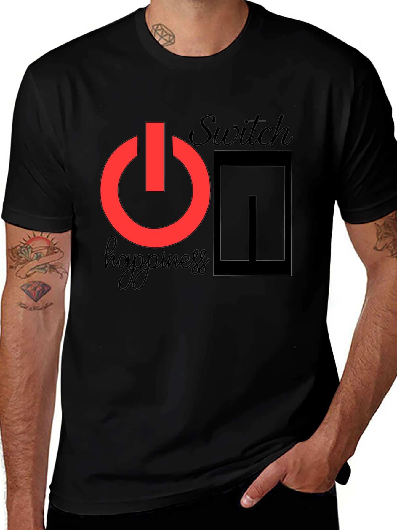 Switch On Happiness T-Shirt - Positive Vibes