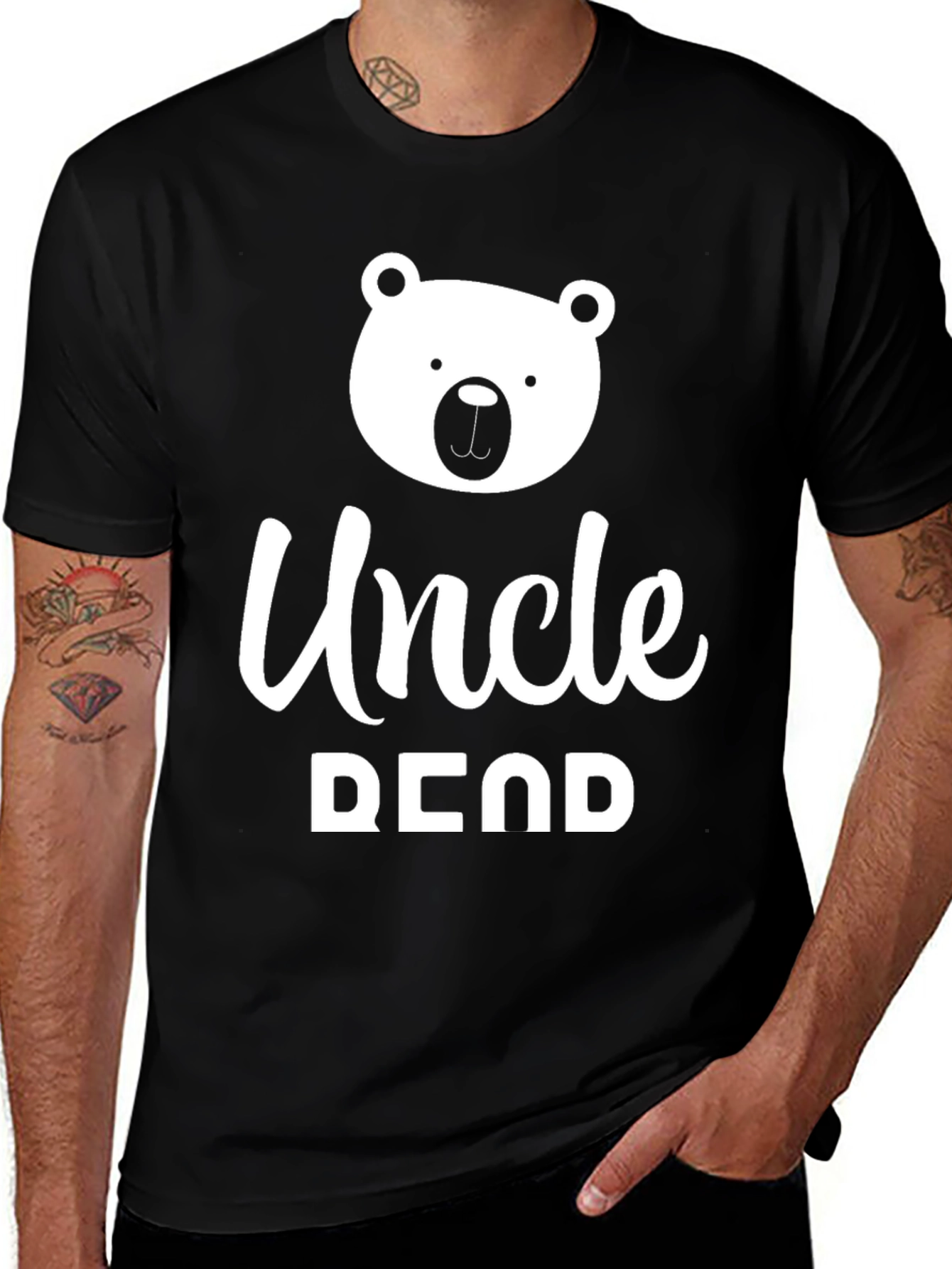 Black Uncle Bear Graphic T-Shirt - Soft Cotton Blend main image