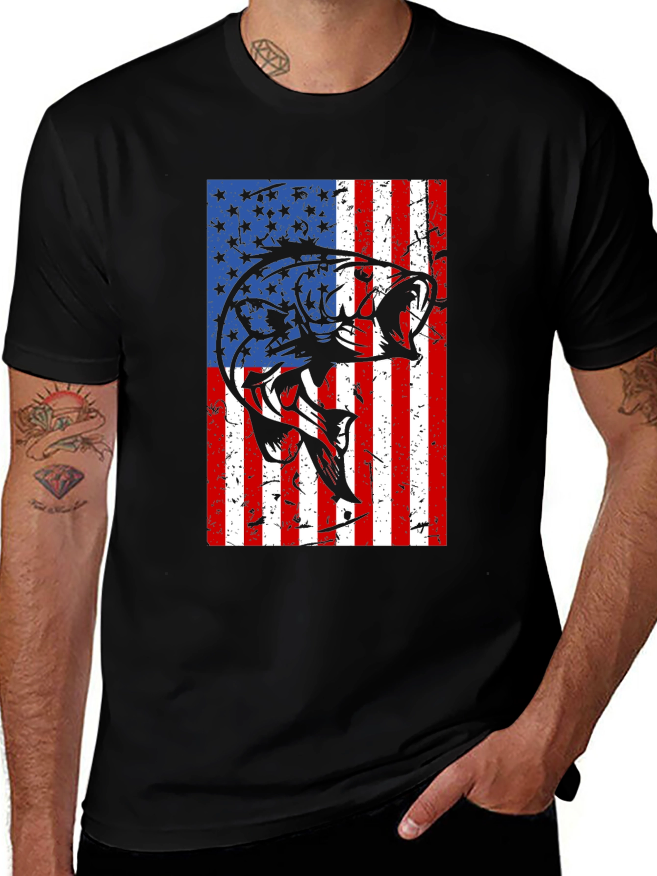 Variant 22 of American Flag Bass Graphic Tee