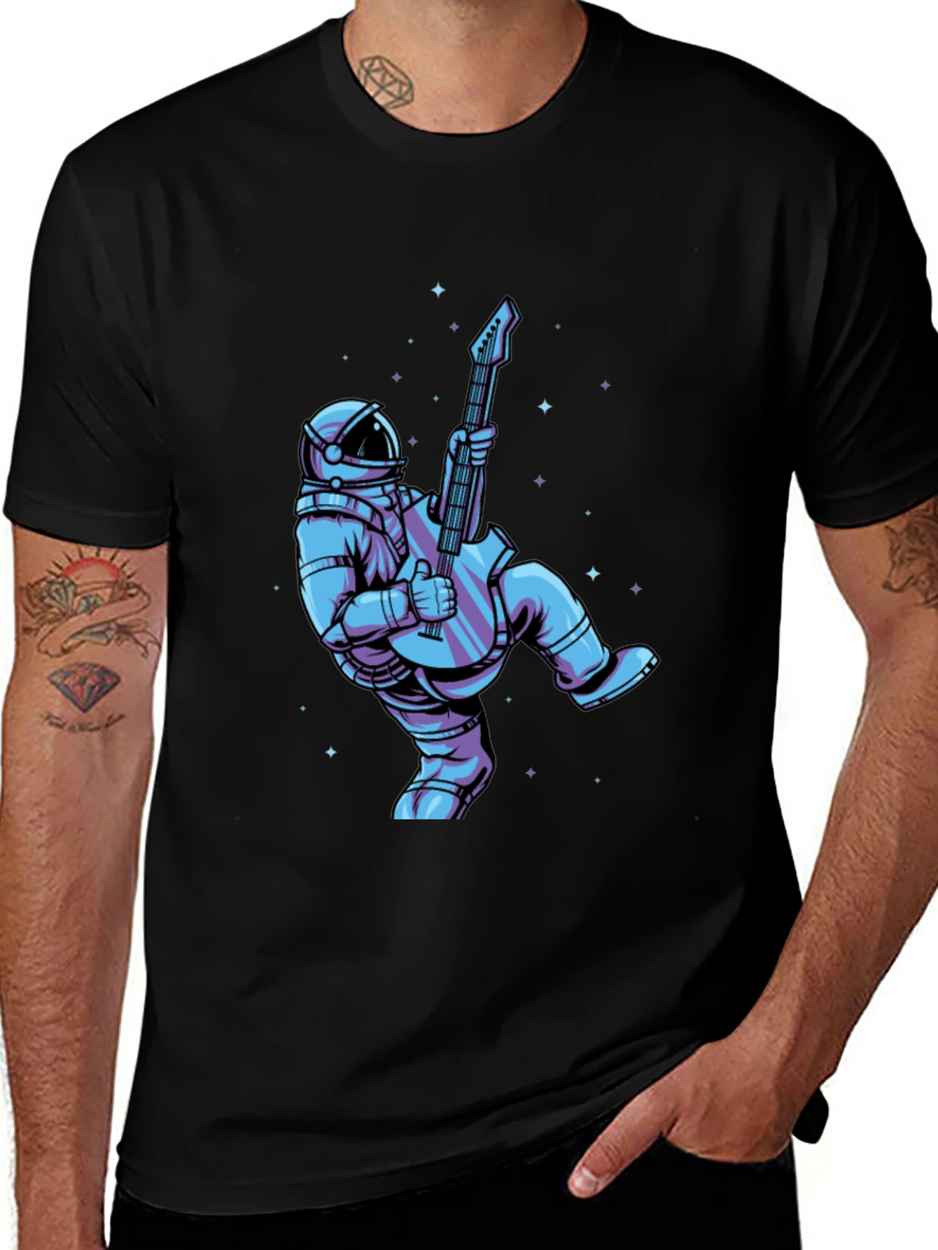 Variant 23 of Astronaut Guitar Player Graphic Tee - Cool Space Design