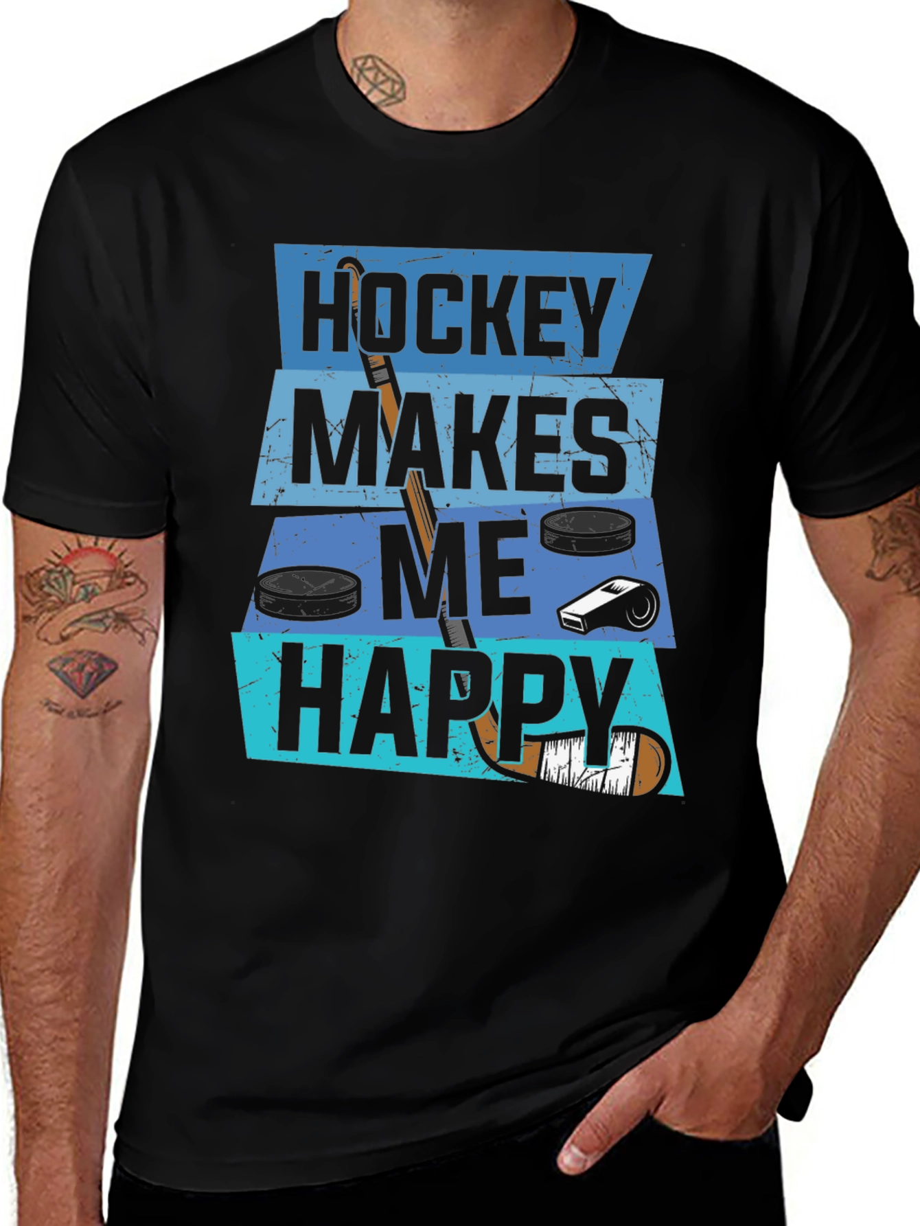 Variant 26 of Hockey Makes Me Happy Graphic T-Shirt