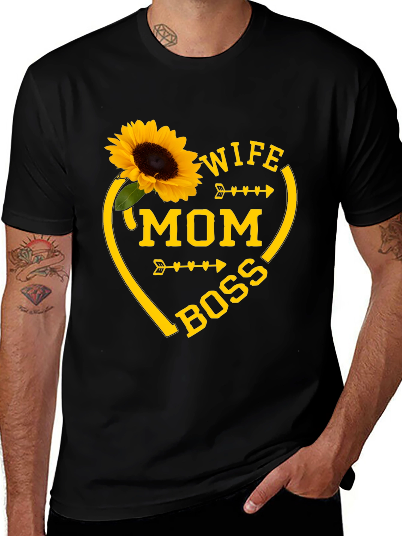 Variant 20 of Wife Mom Boss Sunflower Graphic Tee