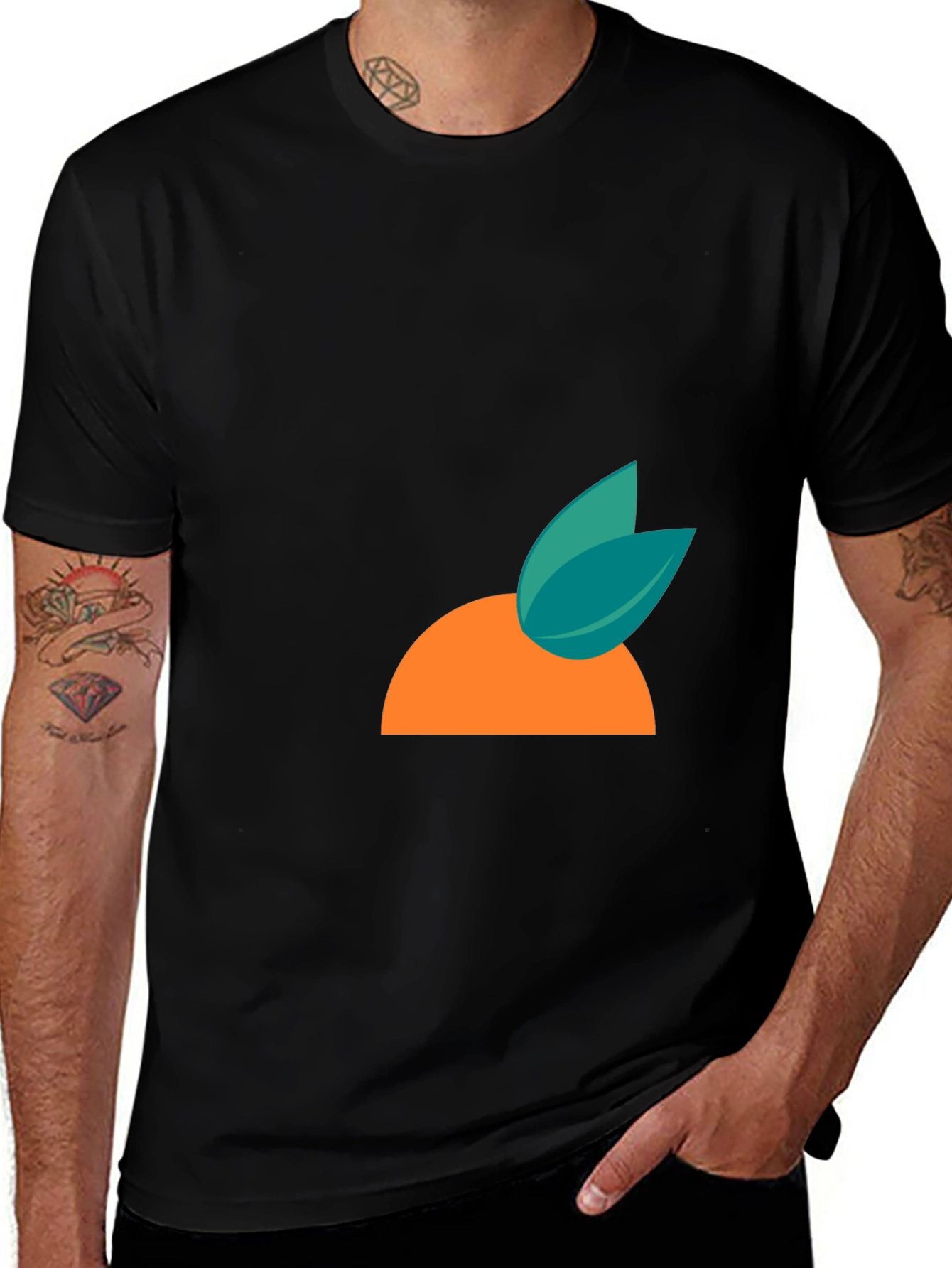 Variant 6 of Orange Graphic Tee - Modern Fruit Design Shirt