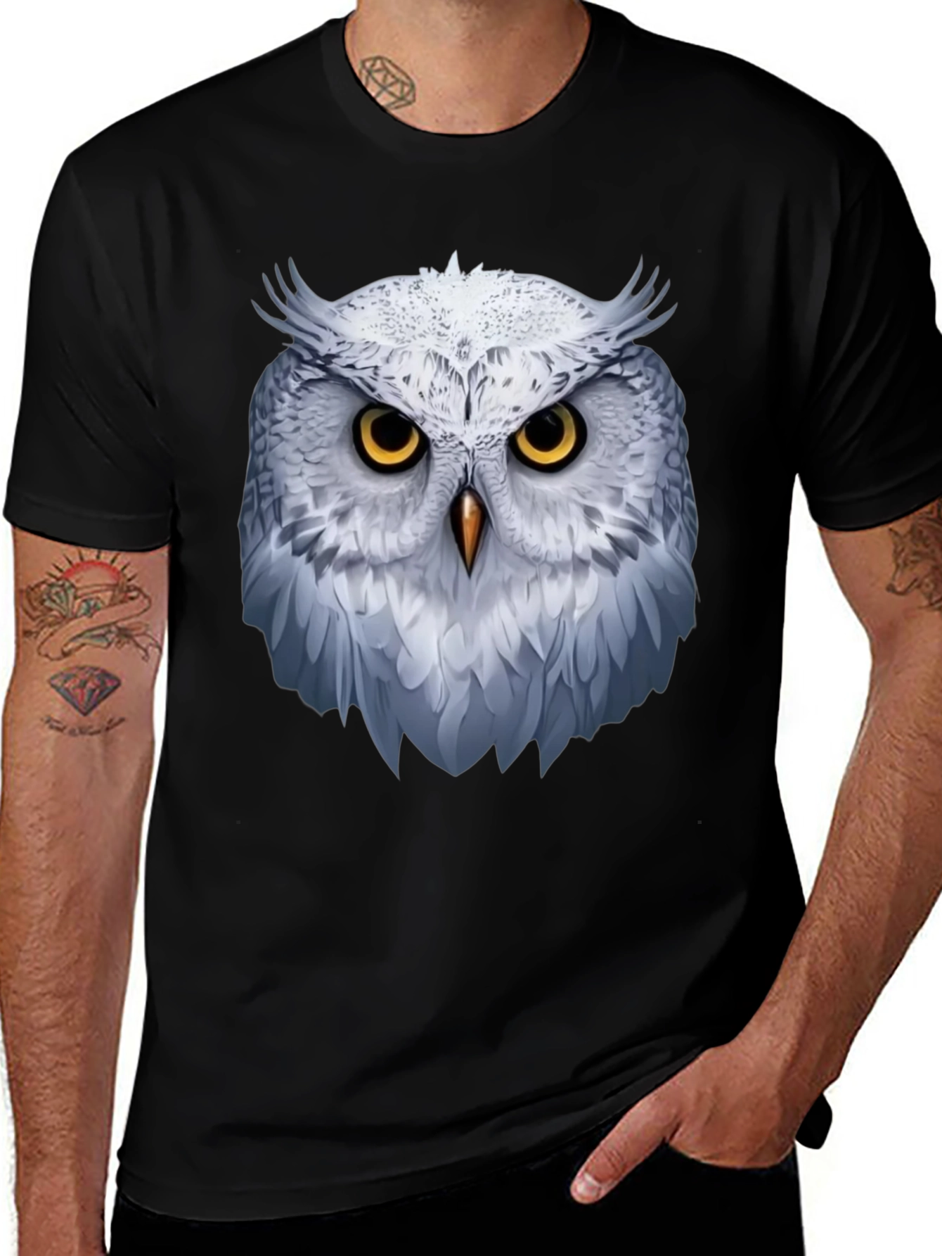 Variant 8 of Owl Graphic Black T-Shirt