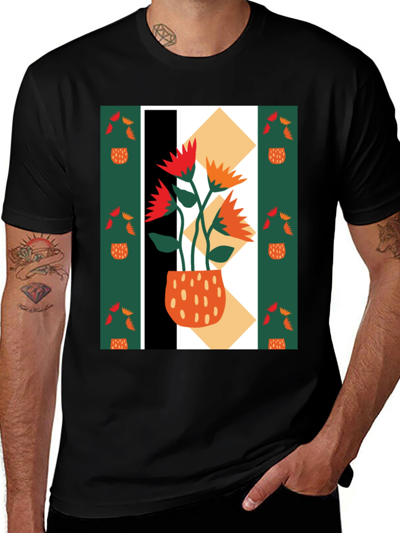 Variant 21 of Abstract Floral Graphic Tee - Modern Art Shirt