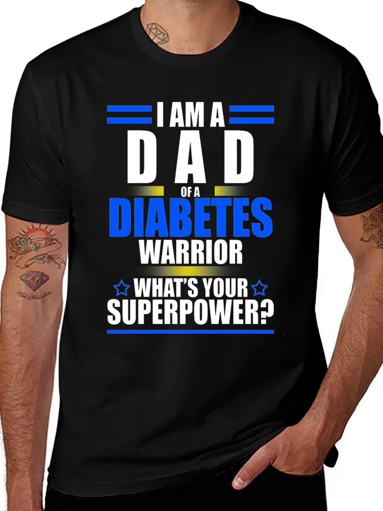 Variant 5 of Diabetes Warrior Dad T-Shirt, Superpower Tee