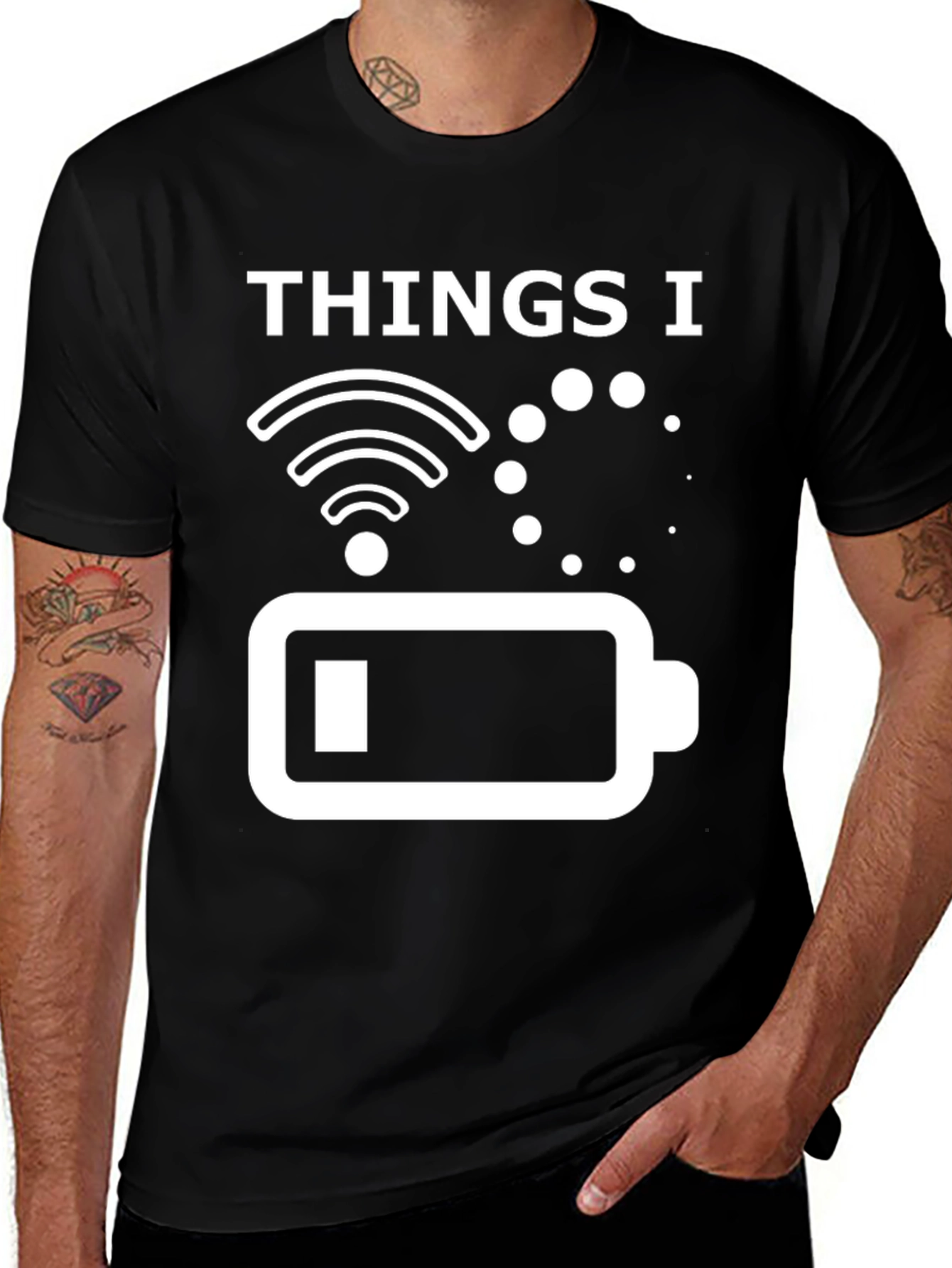 Variant 4 of Things I Love WiFi Battery T-Shirt