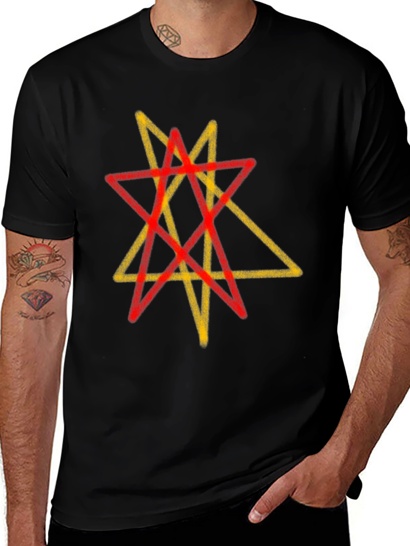 Variant 28 of Geometric Star Graphic Tee - Black