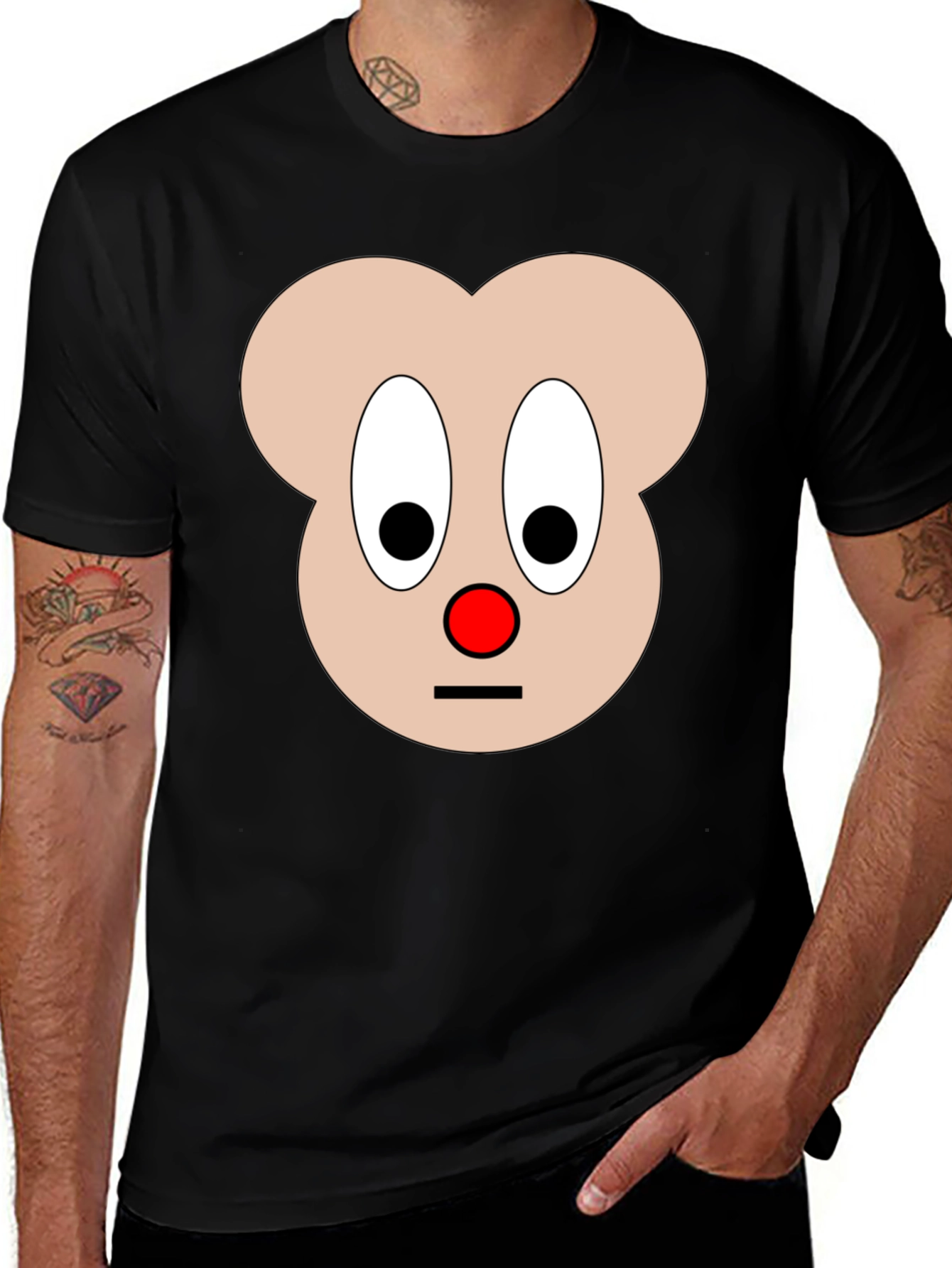Variant 10 of Funny Cartoon Face Graphic T-Shirt - Black