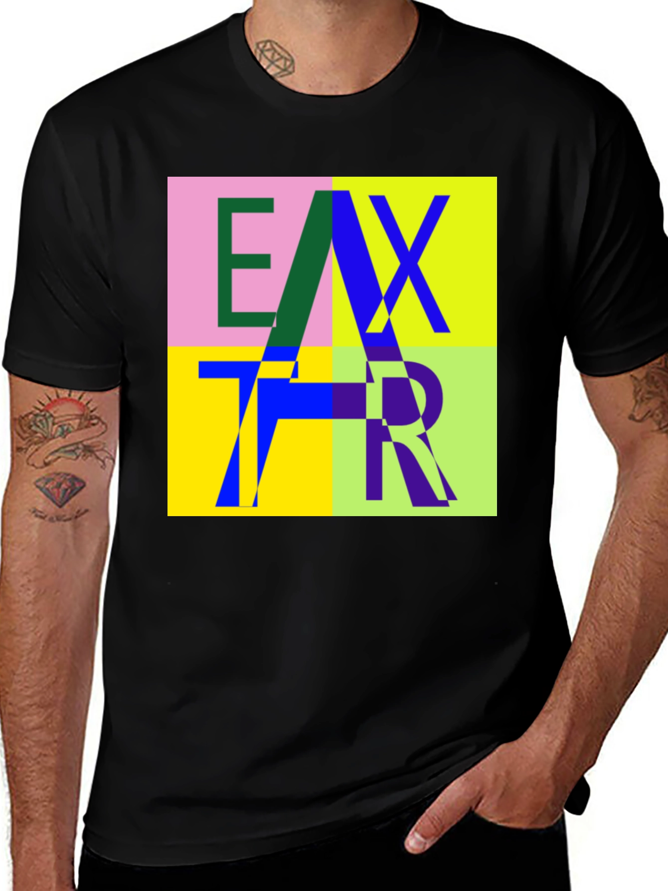 Variant 10 of Abstract Letter Graphic Print Crew Neck T-Shirt