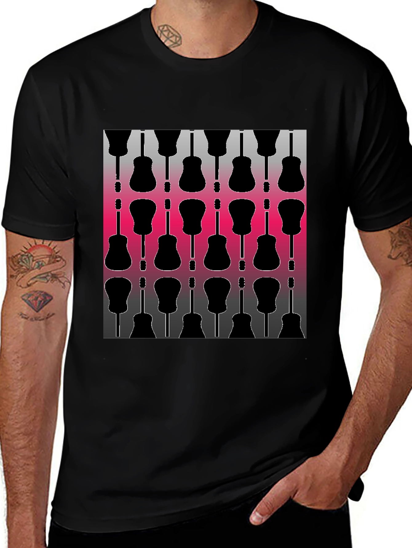 Variant 24 of Guitar Pattern Black Tee
