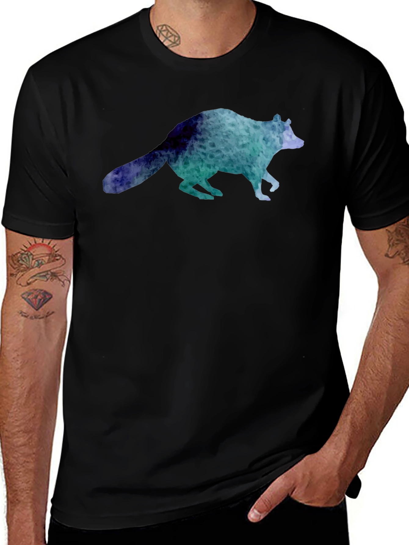 Variant 2 of Raccoon Watercolor Graphic T-Shirt