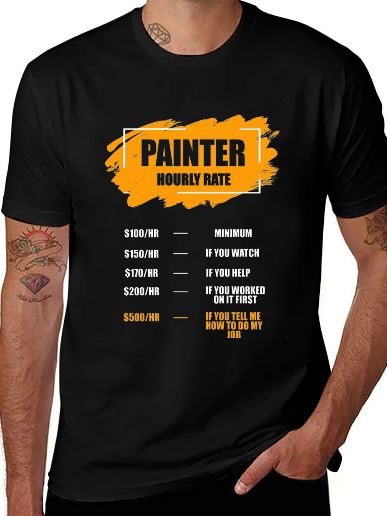 Variant 13 of Painter Hourly Rate Funny T-Shirt