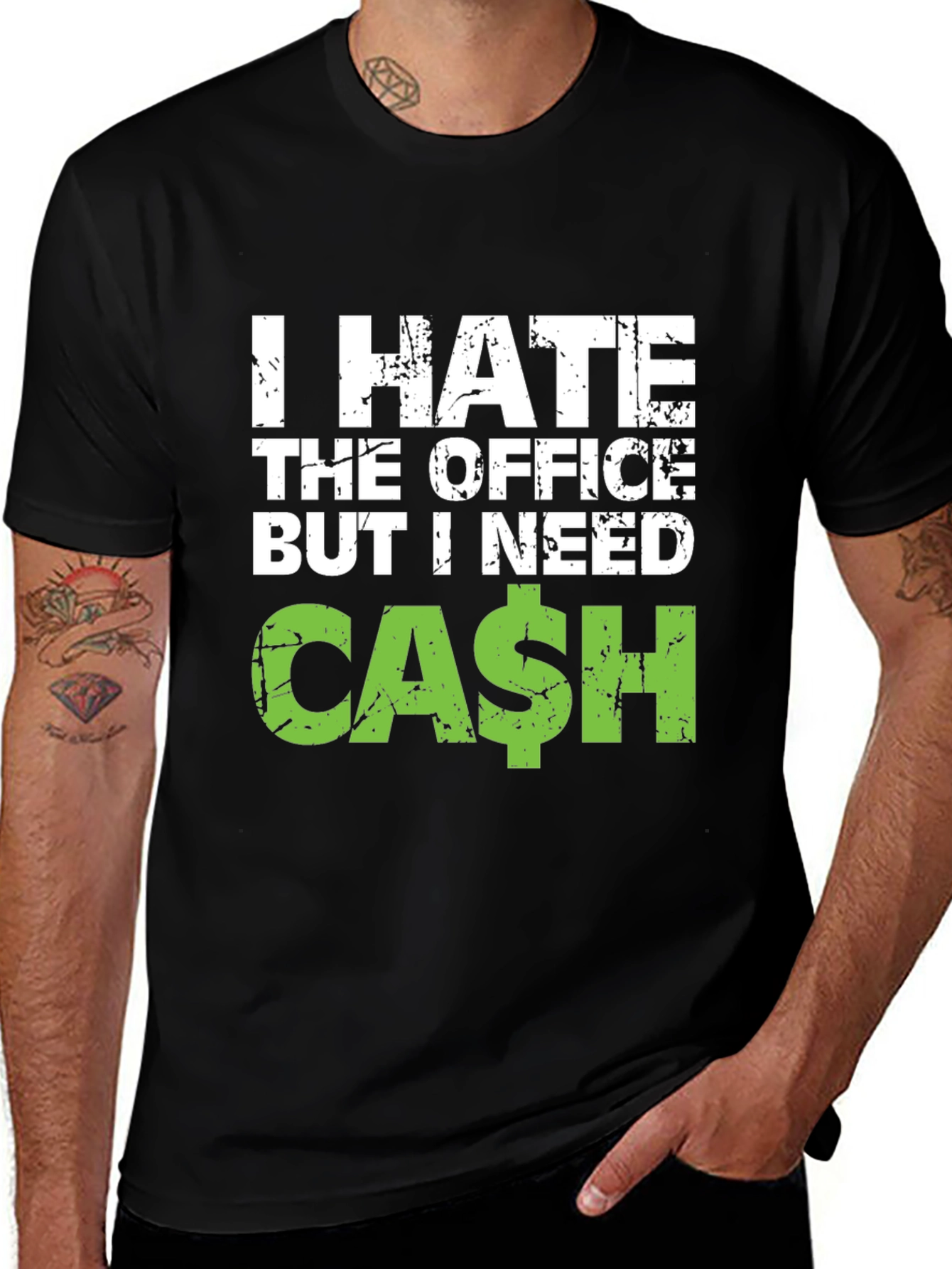 Variant 2 of I Hate The Office But I Need Cash Black T-Shirt