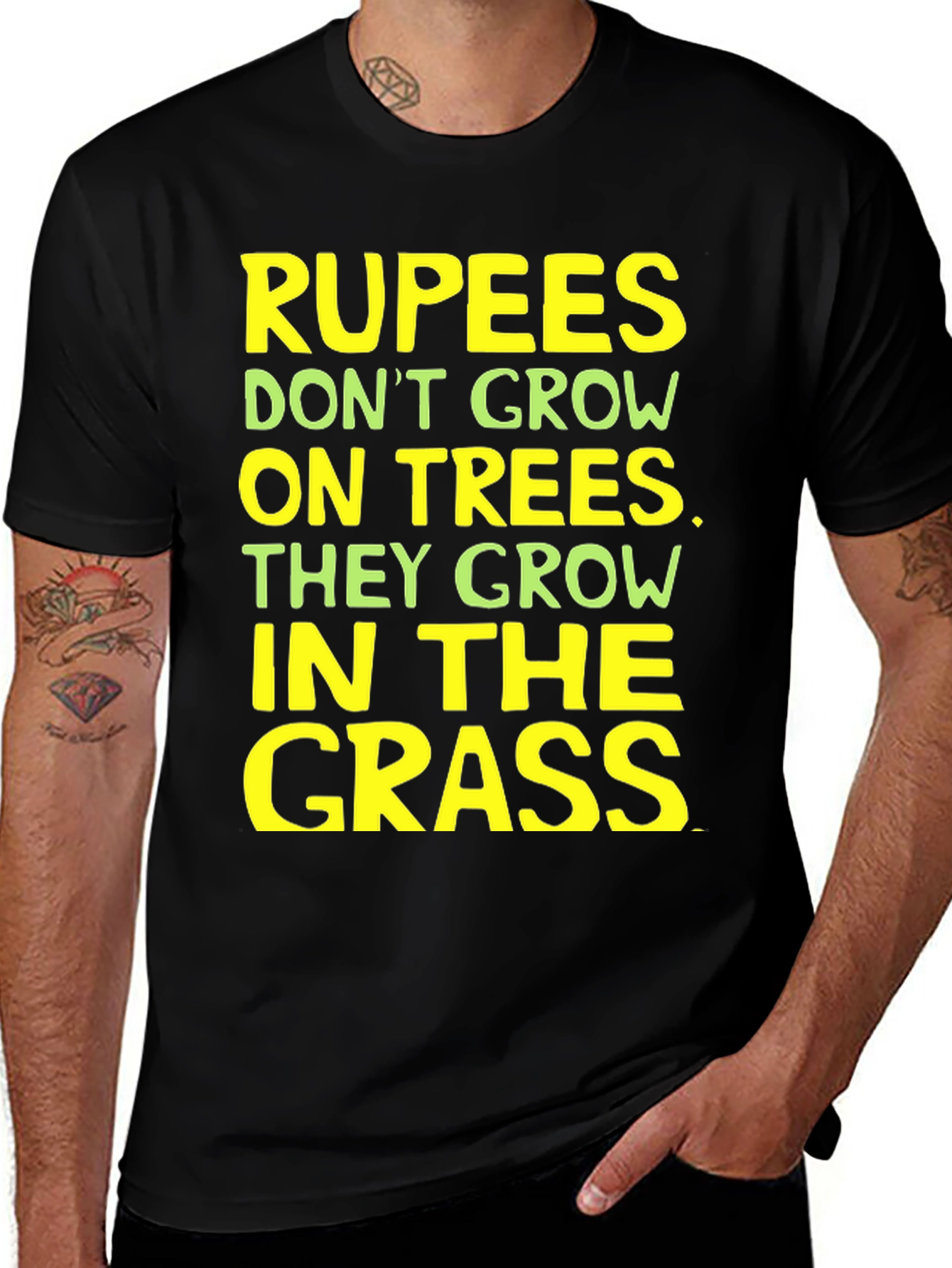 Variant 15 of Rupees in Grass Graphic Tee - Funny Sarcastic T-Shirt