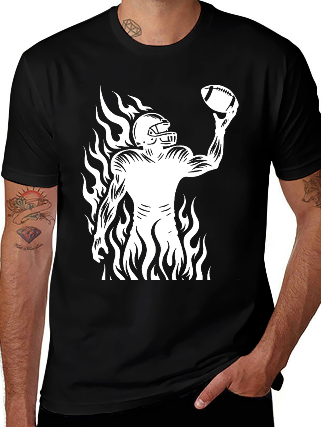 Variant 16 of Flaming Football Player Graphic Tee