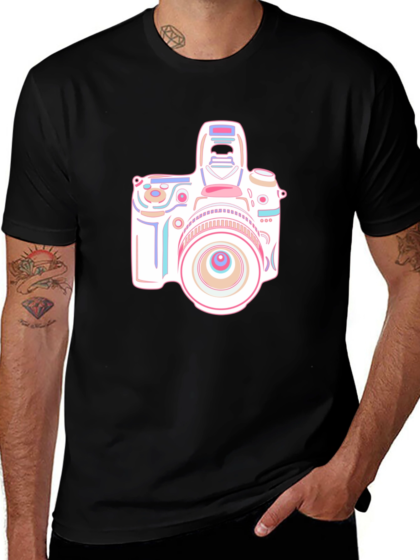 Variant 22 of Camera Graphic T-Shirt - Black Short Sleeve