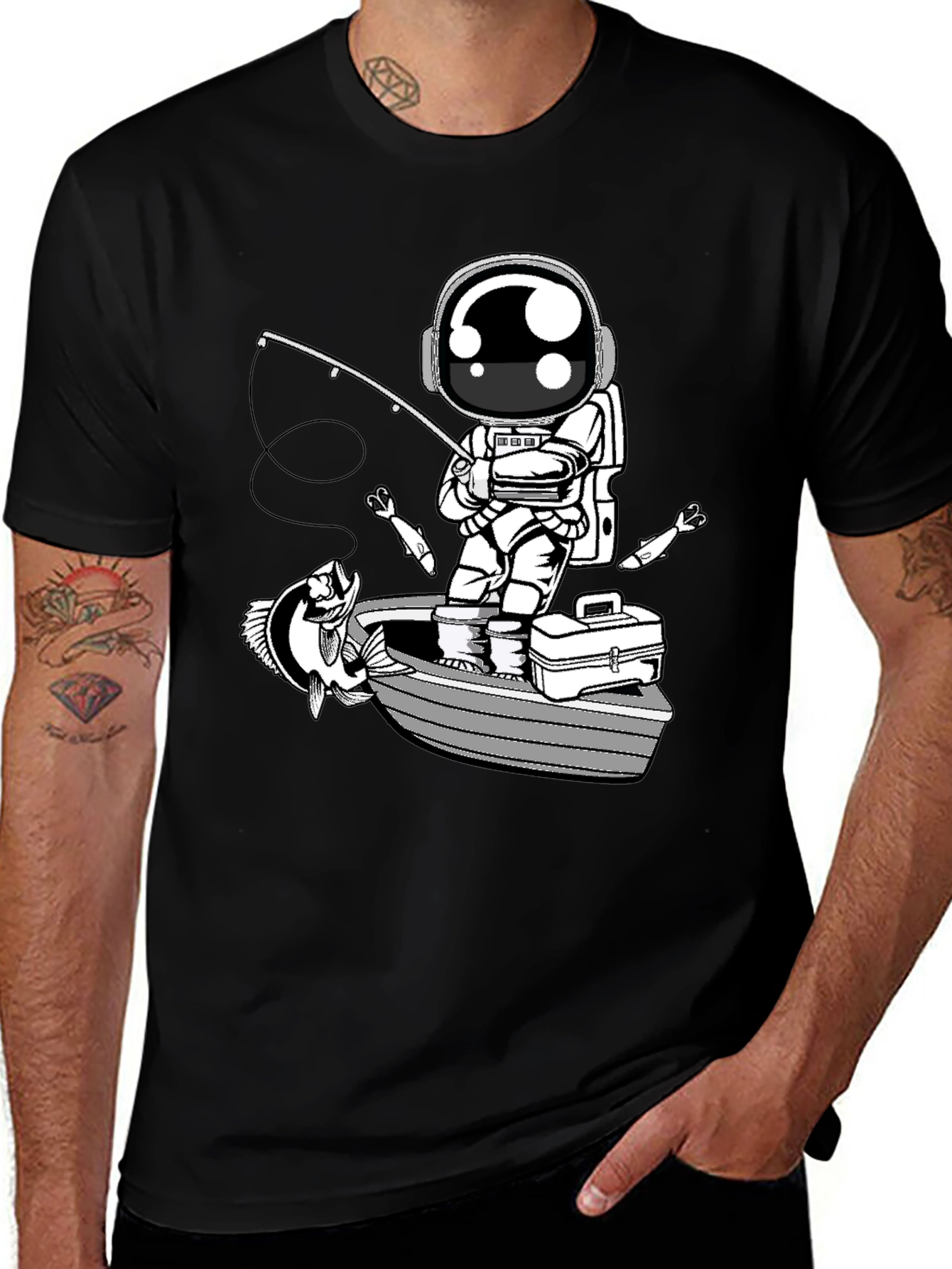 Variant 12 of Astronaut Fishing Graphic T-Shirt