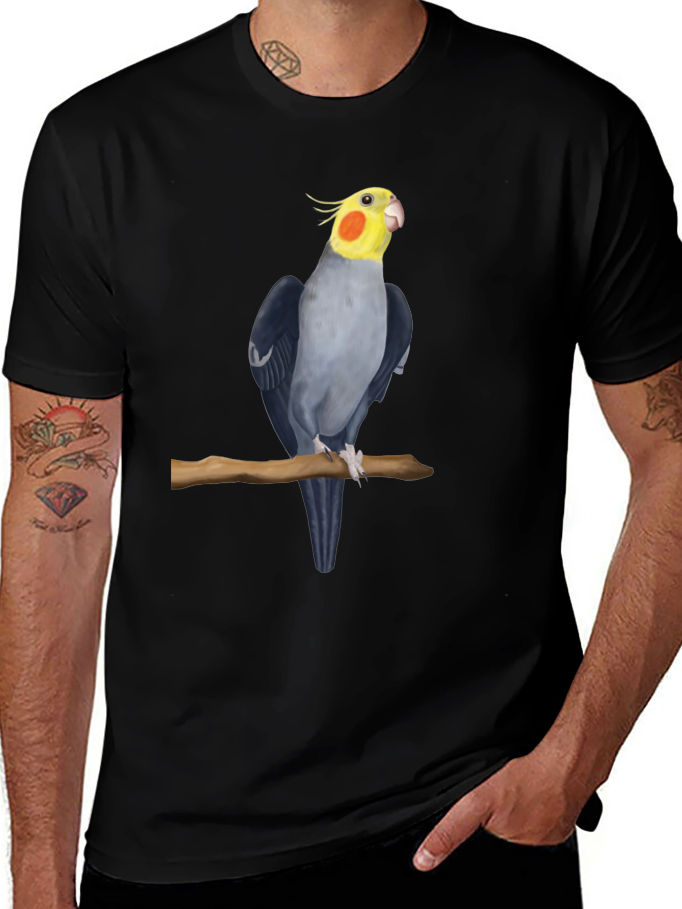 Black Cockatiel Bird Black T-Shirt main image