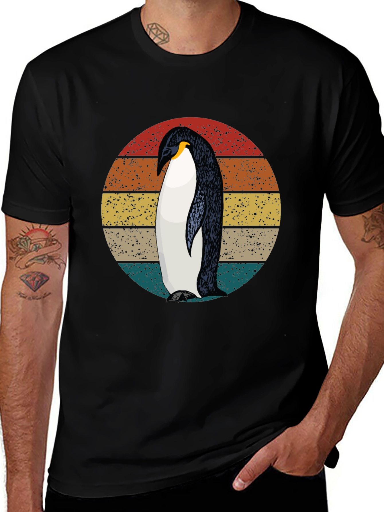 Variant 13 of Retro Penguin Graphic Tee - Cool Black T-Shirt
