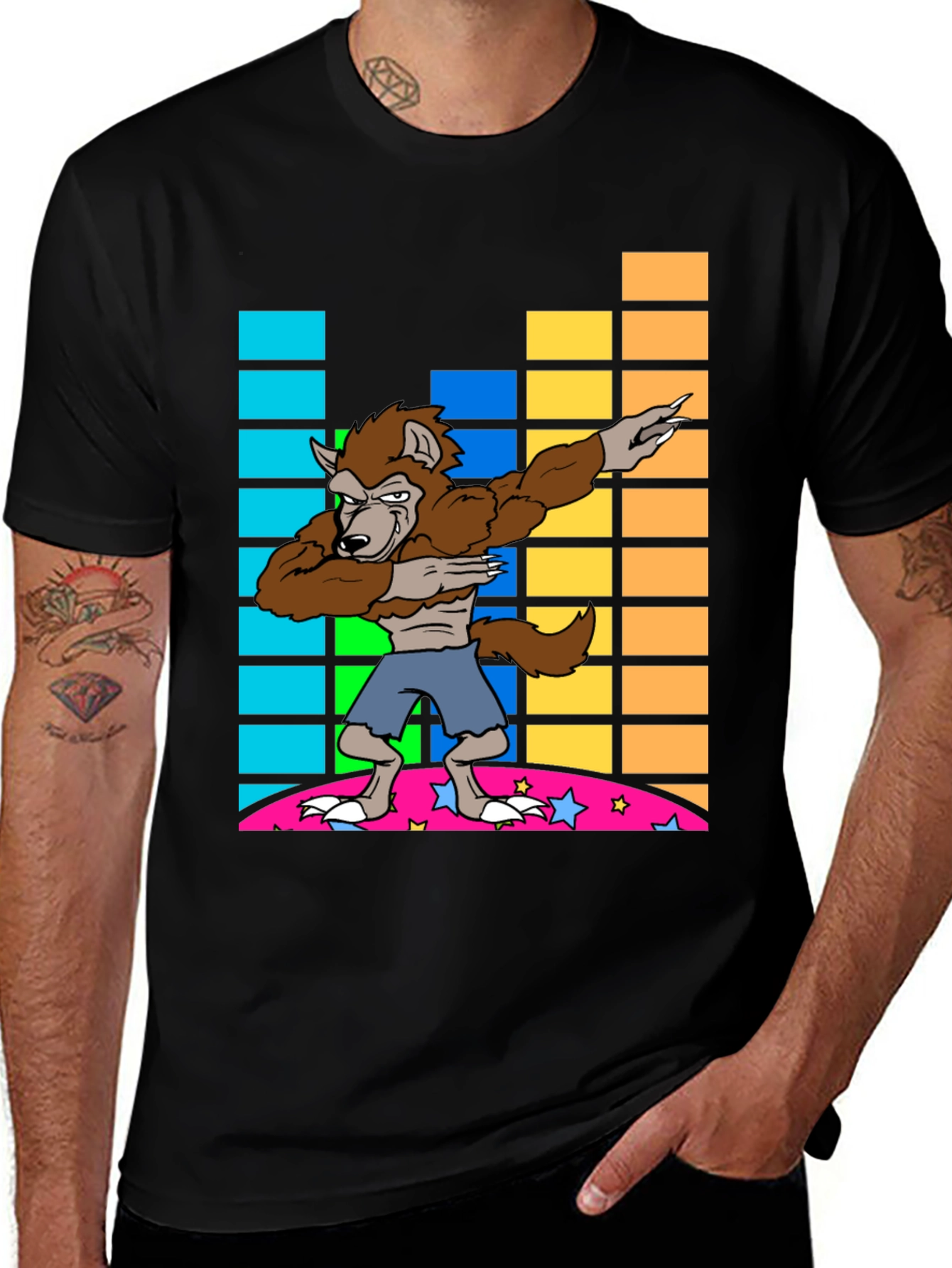 Black Dabbing Werewolf Graphic Tee - Fun Novelty Shirt main image